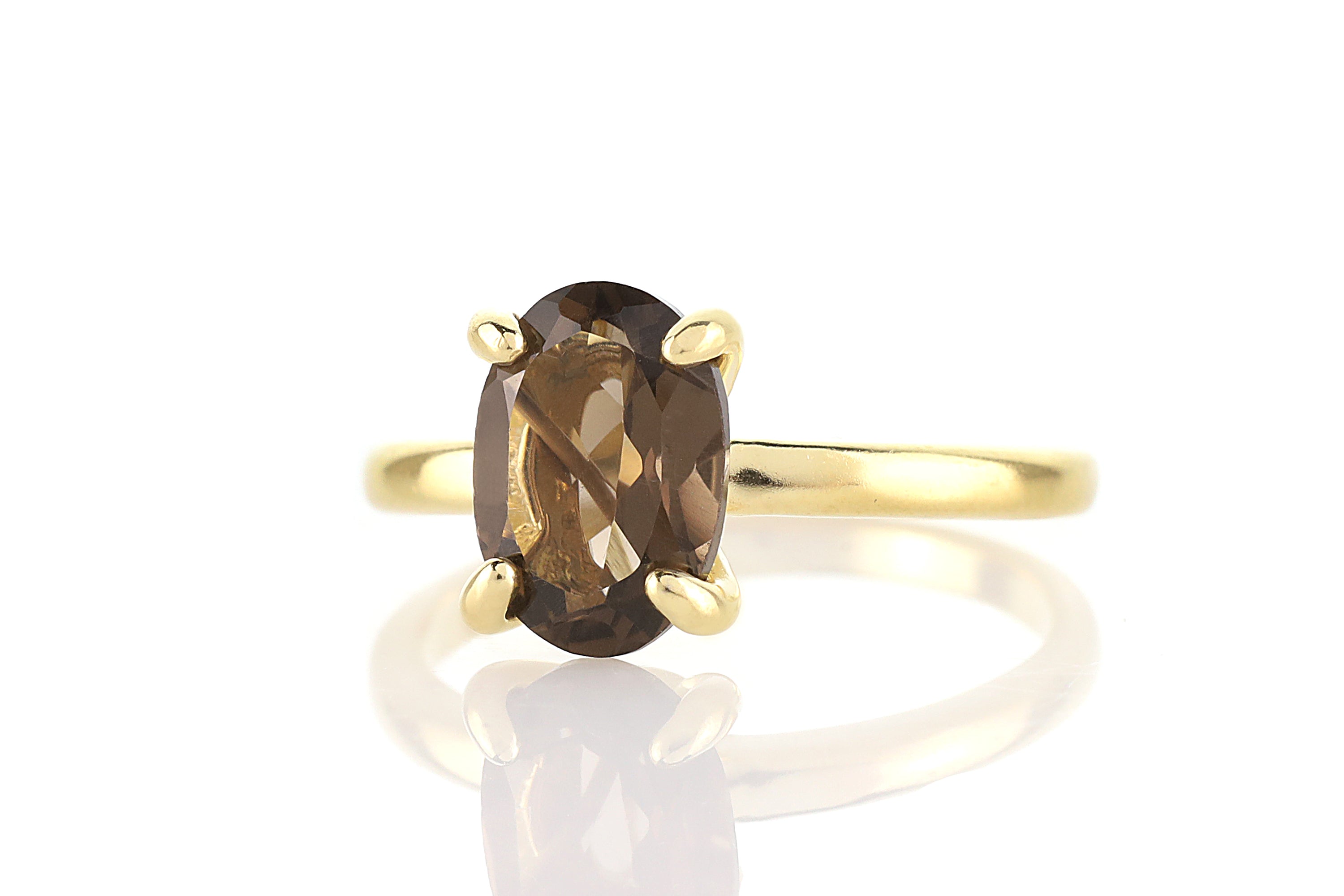 Smoky Quartz Prong Ring in Gold Rings Anemone Unique