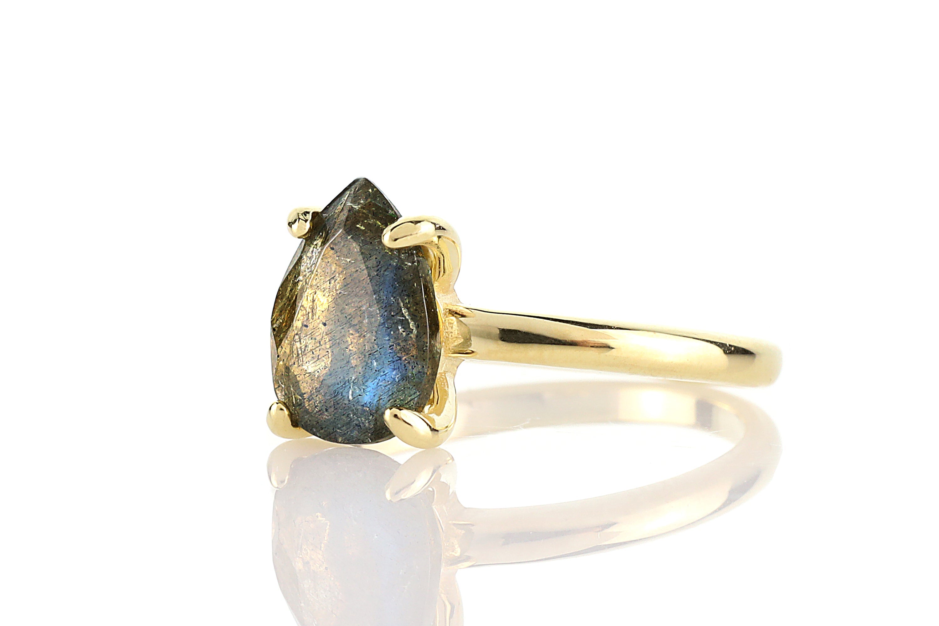 Gold-filled 14K Jewelry Labradorite Ring Rings Anemone Unique