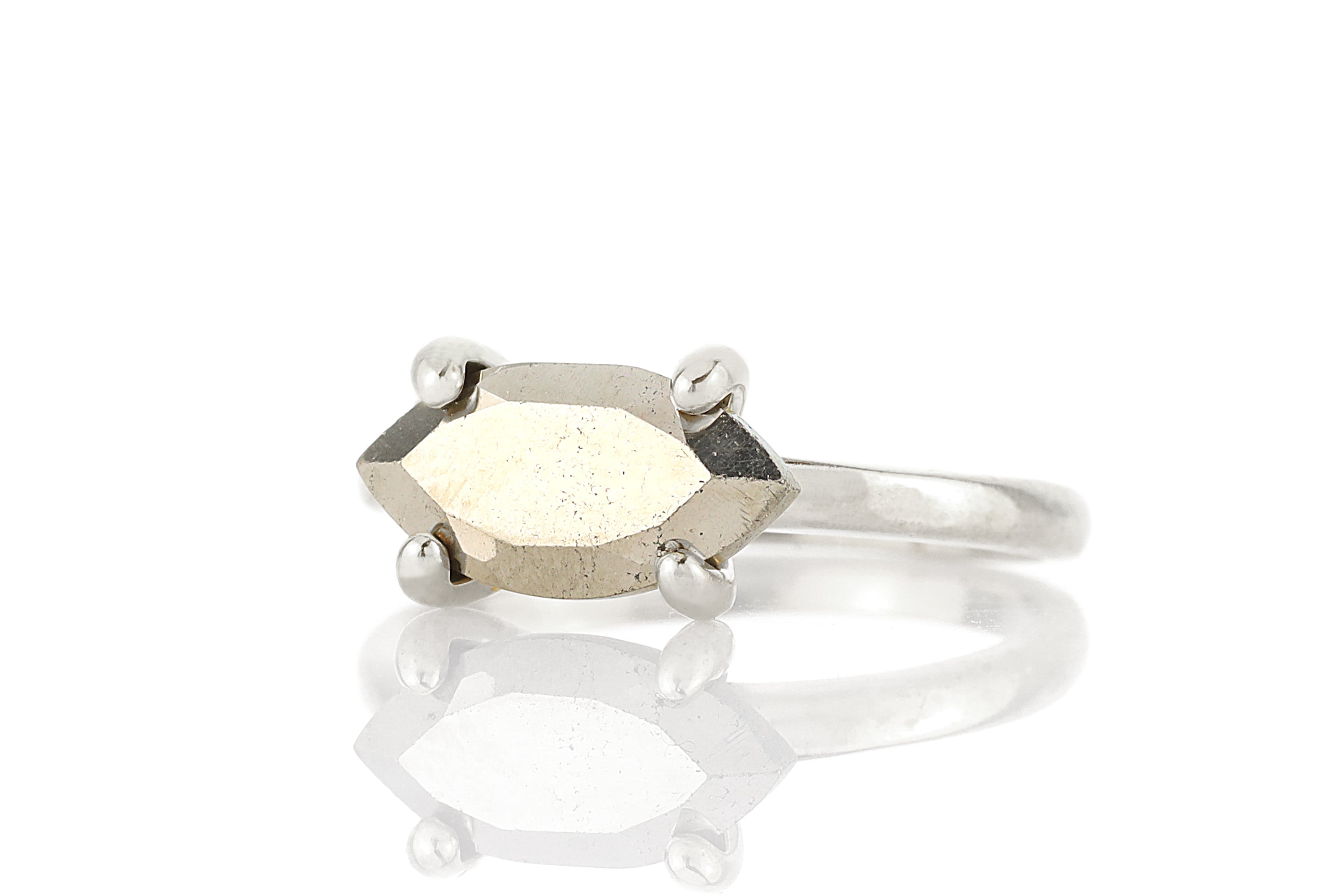Dainty Sterling Silver Pyrite Ring Rings Anemone Unique