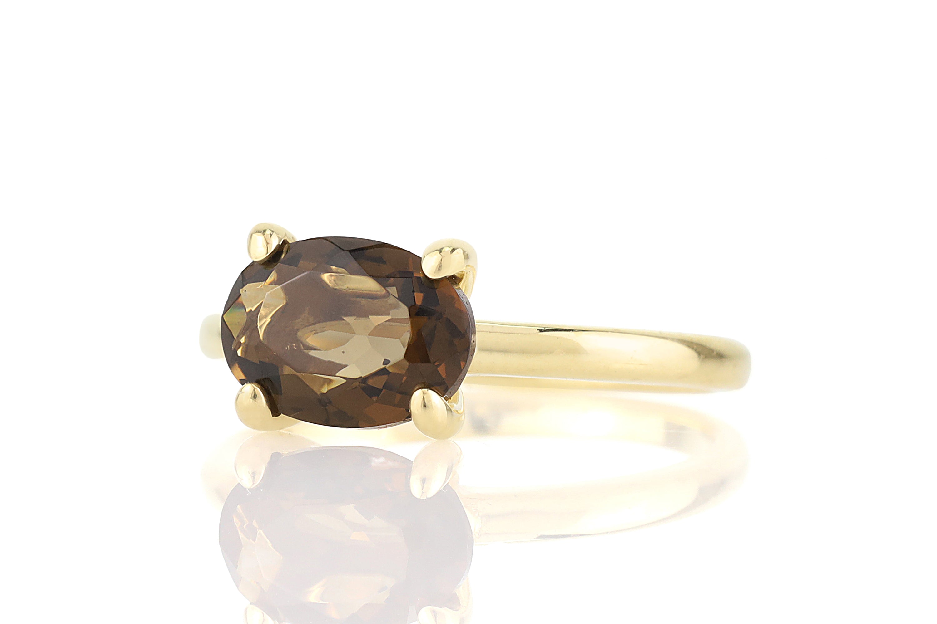 Oval Smoky Quartz 14k Gold-filled Ring Rings Anemone Unique