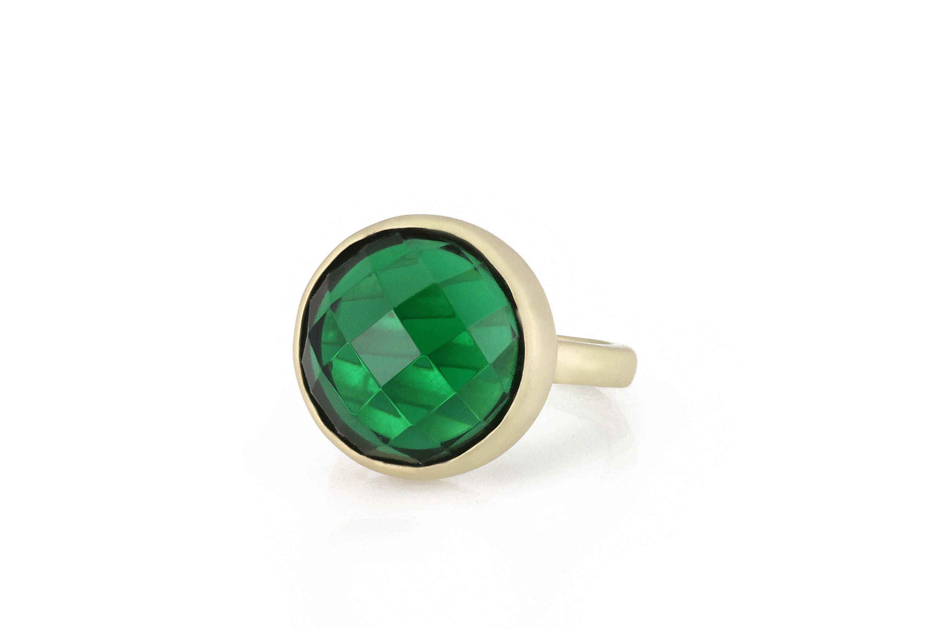 Round 16mm Emerald Gold Statement Ring Rings Anemone Limited