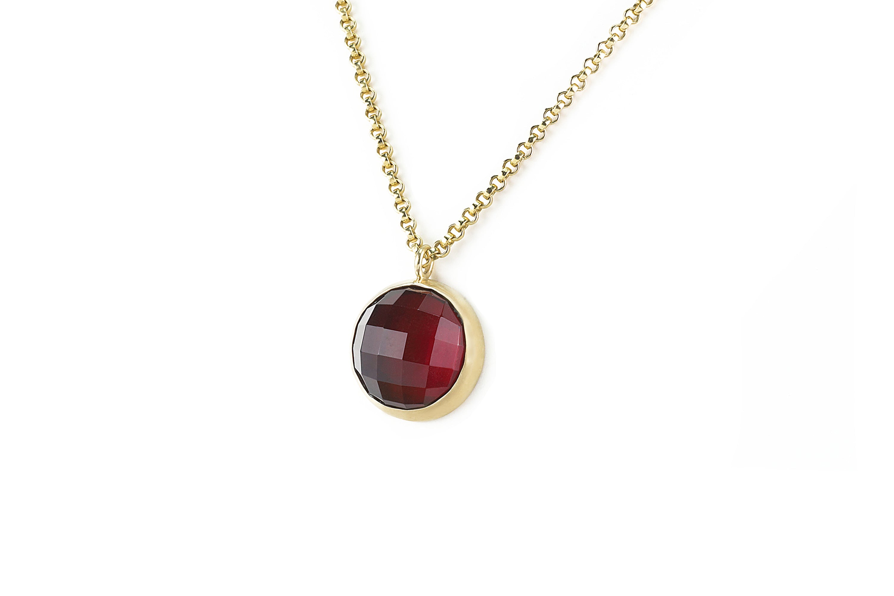 Garnet Bezel Pendant Gold Necklace necklaces Anemone Limited