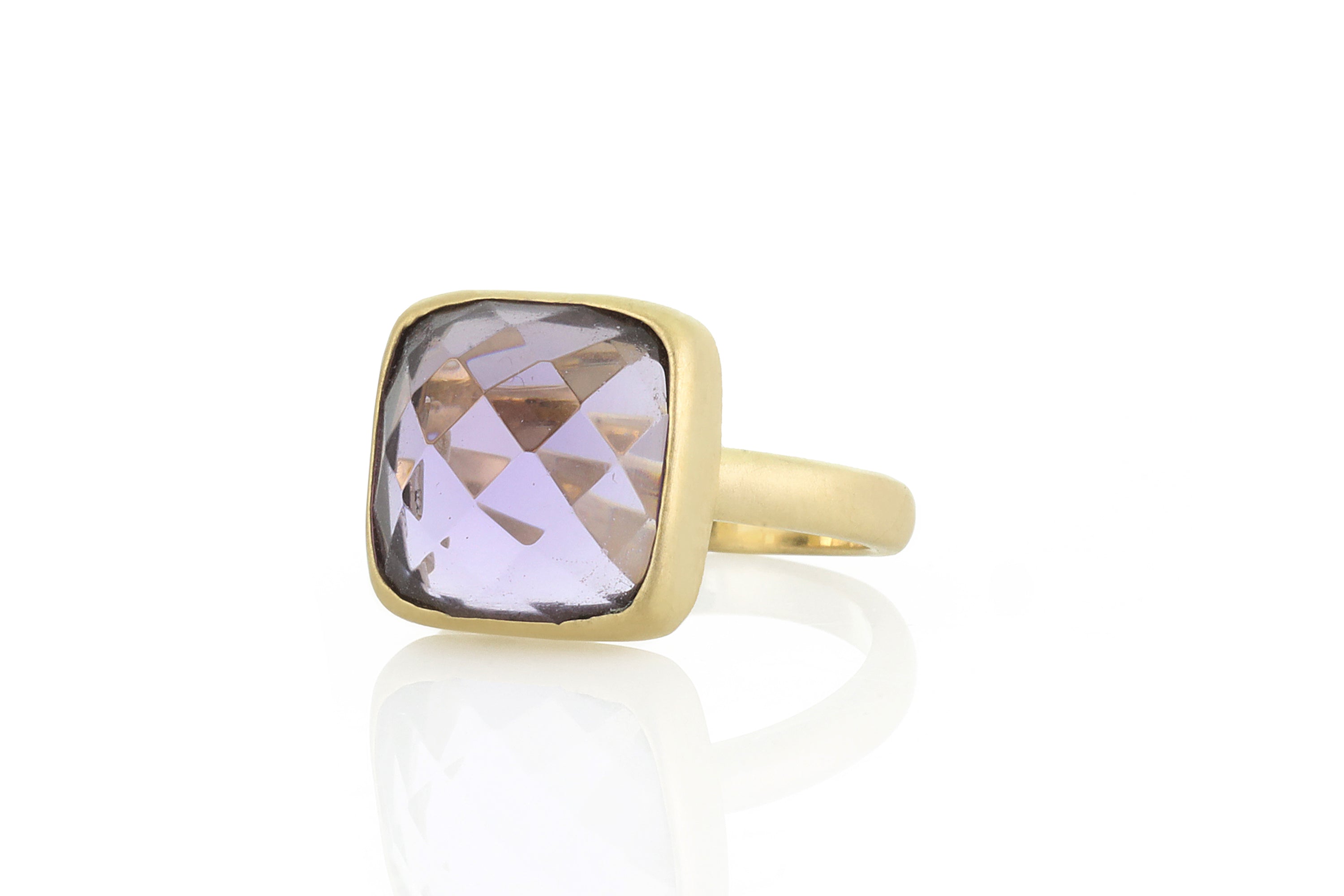 Square Amethyst Bezel Set Gold Ring Rings Anemone Limited