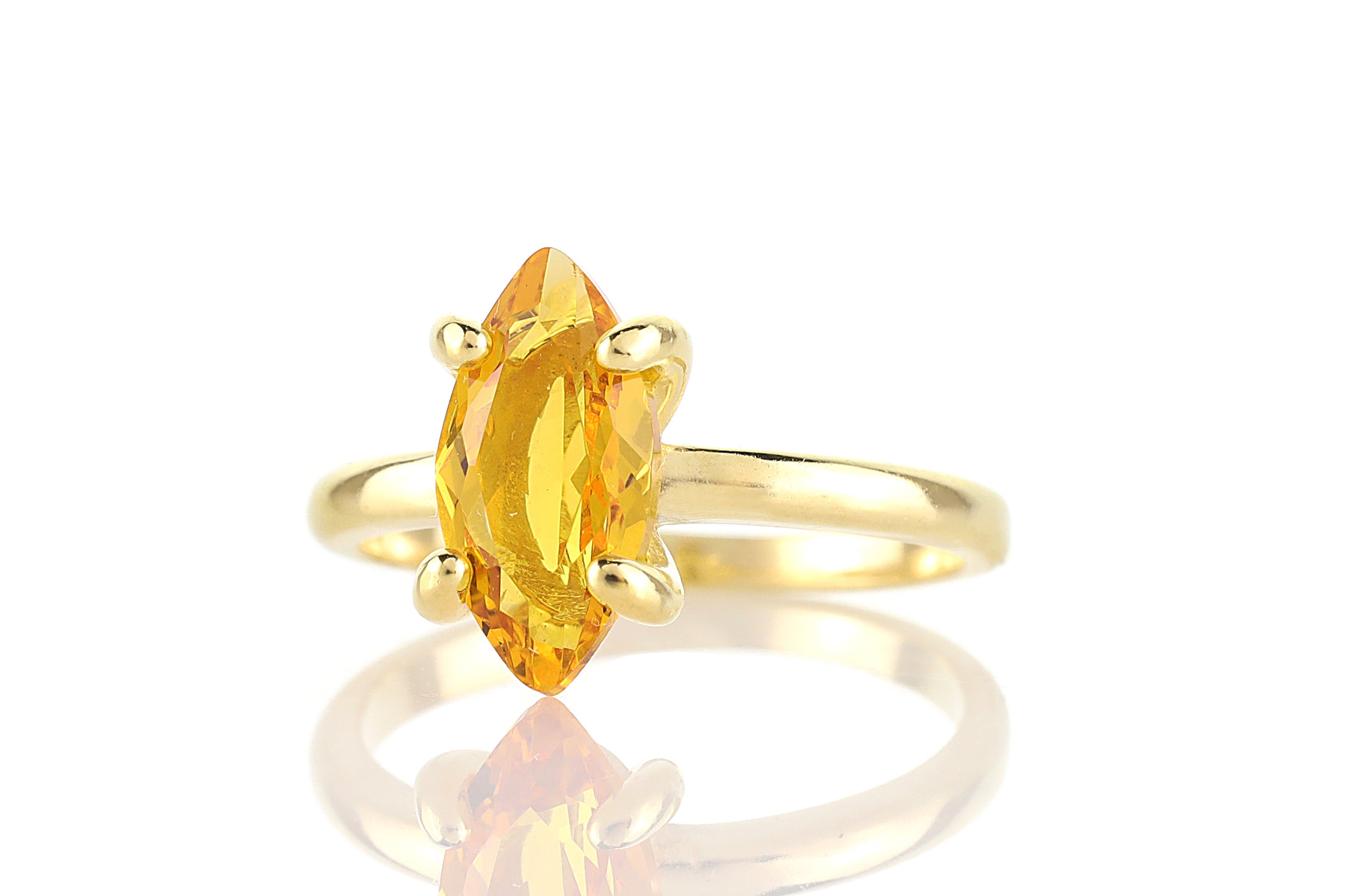 Unique Trendy 14k Gold Citrine Ring Rings Anemone Unique