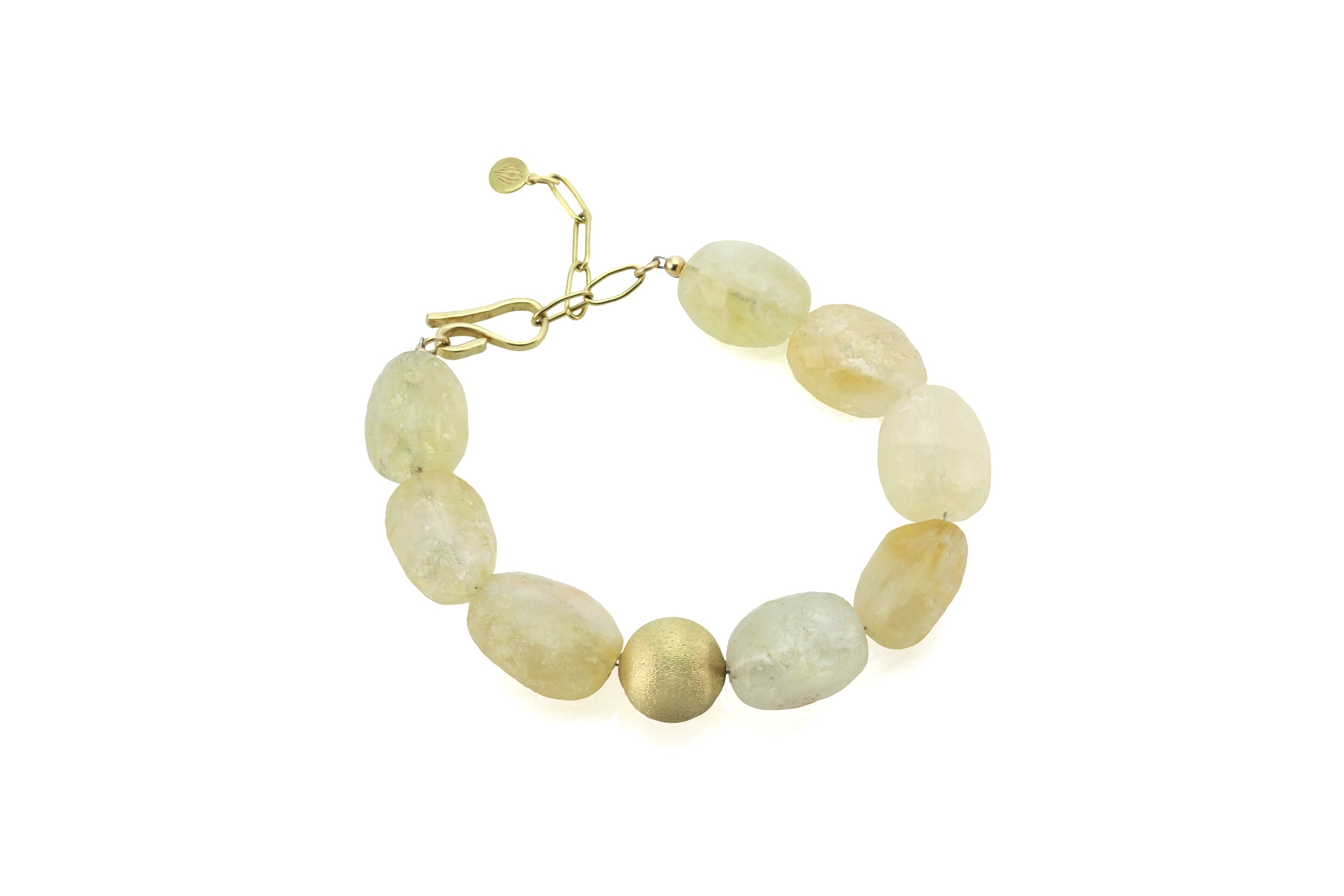 Citrine Bracelet with Round Brushed Gold Bead Bracelets Anemone Jewelry