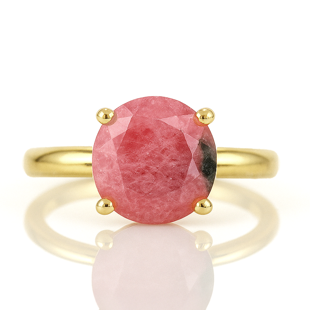 Decorative Single Rhodonite Gold Ring – Anemone Jewelry