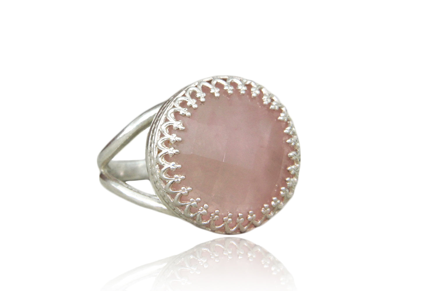 Lovely Rose Quartz Ring in Sterling Silver Rings Anemone Jewelry