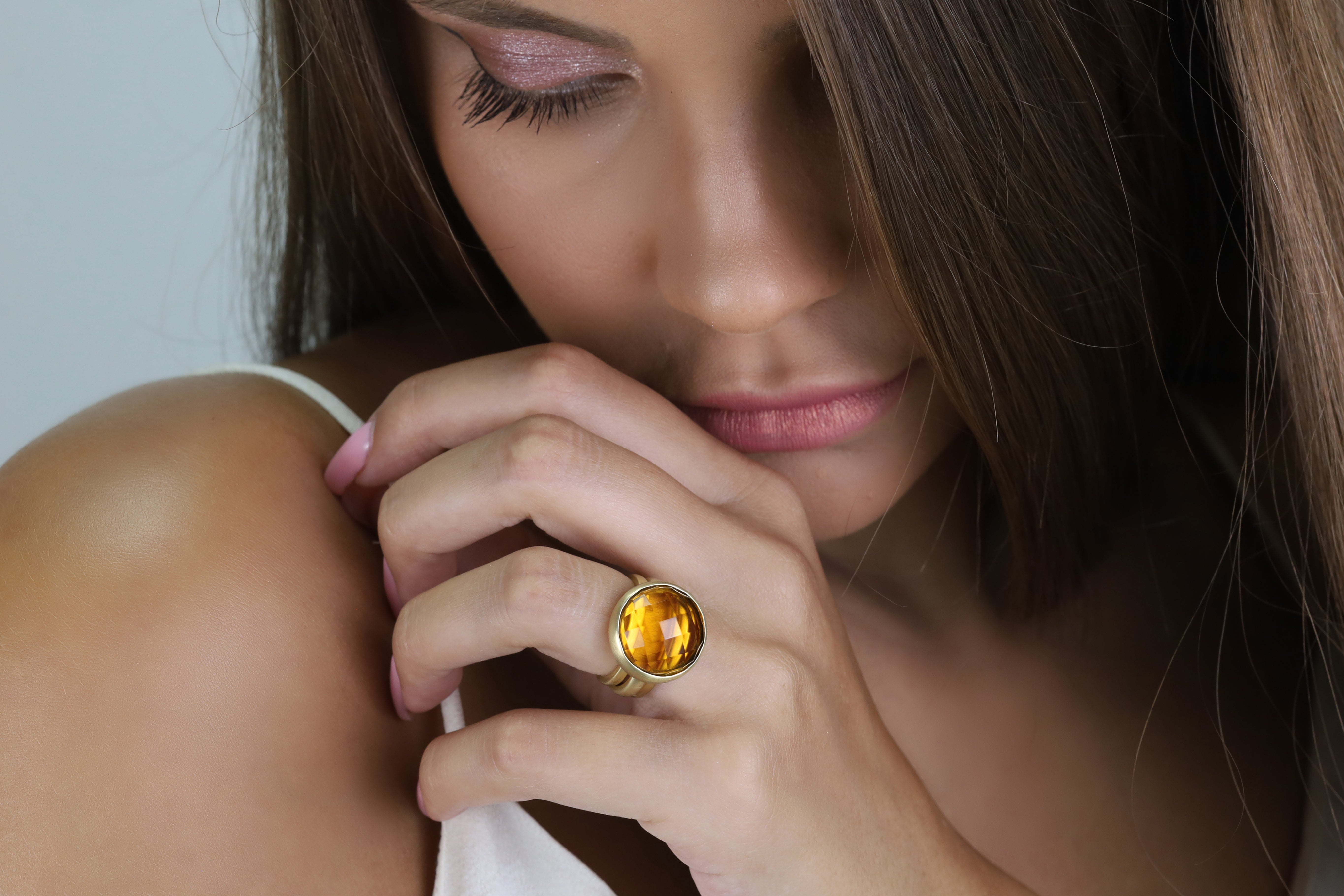 18k Gold Citrine Bezel Ring Rings Anemone Limited
