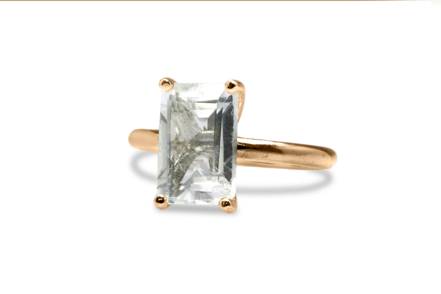 Gem Ring - 925 Sterling Silver with Crystal Quartz - Artisan and Elegant Stacking Rings, April Birthstone Rings, Engagement Rings for Women Rings Anemone Unique