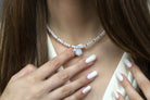 Rainbow Moonstone Hexagon Gold Pendant Necklace necklaces Anemone Jewelry