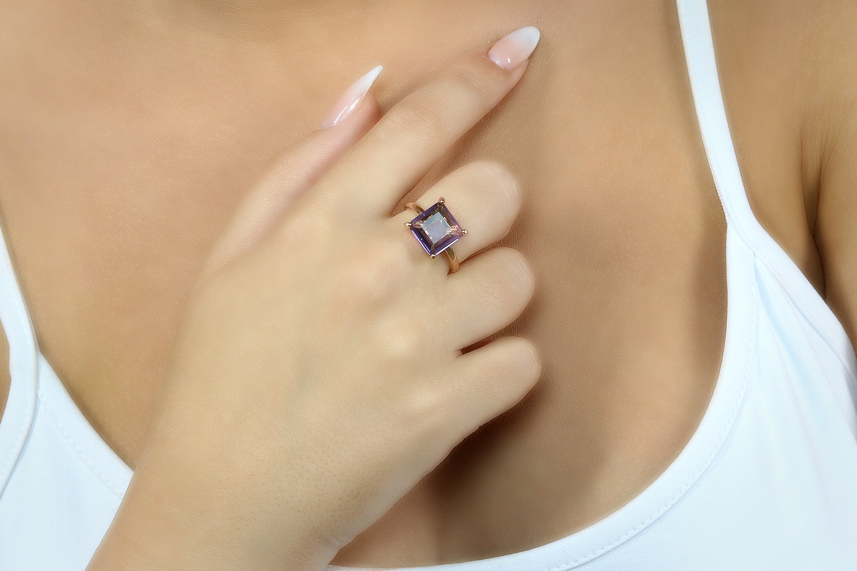 Elegant Amethyst Ring in Sterling Silver Rings Anemone Unique