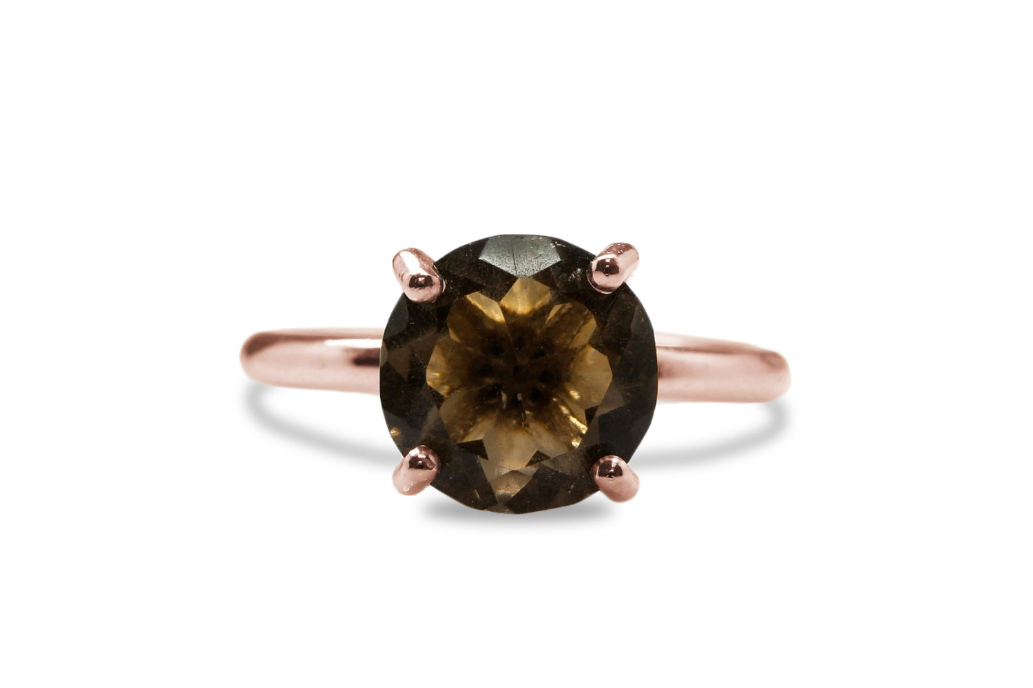 Gold Plated Rings for Women - 10mm Round 14k Rose Gold Ring - Artisan-made Statement and Stackable Rings Rings Anemone Unique