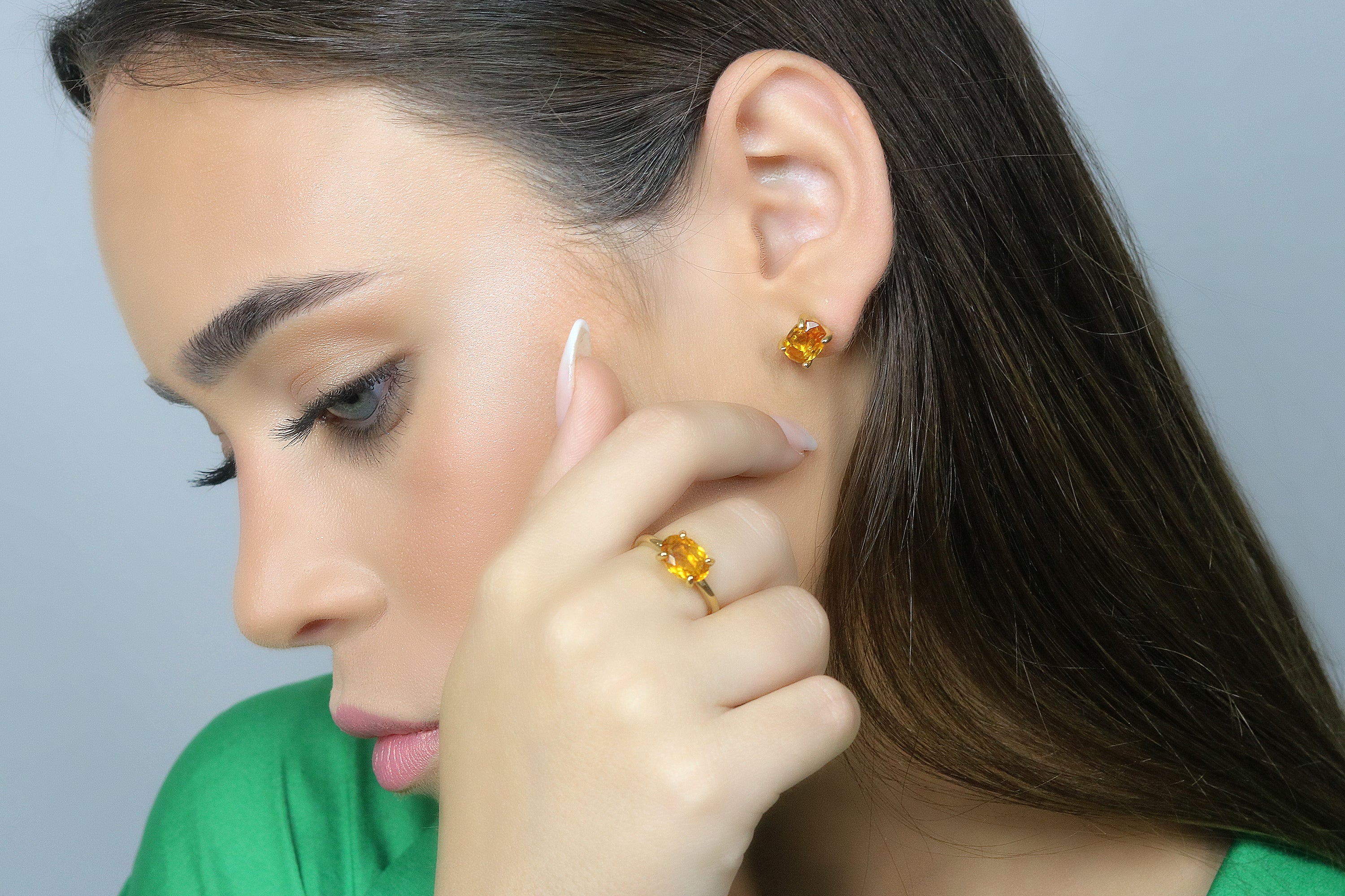 Oval Stud Citrine Earrings Earrings Anemone Unique