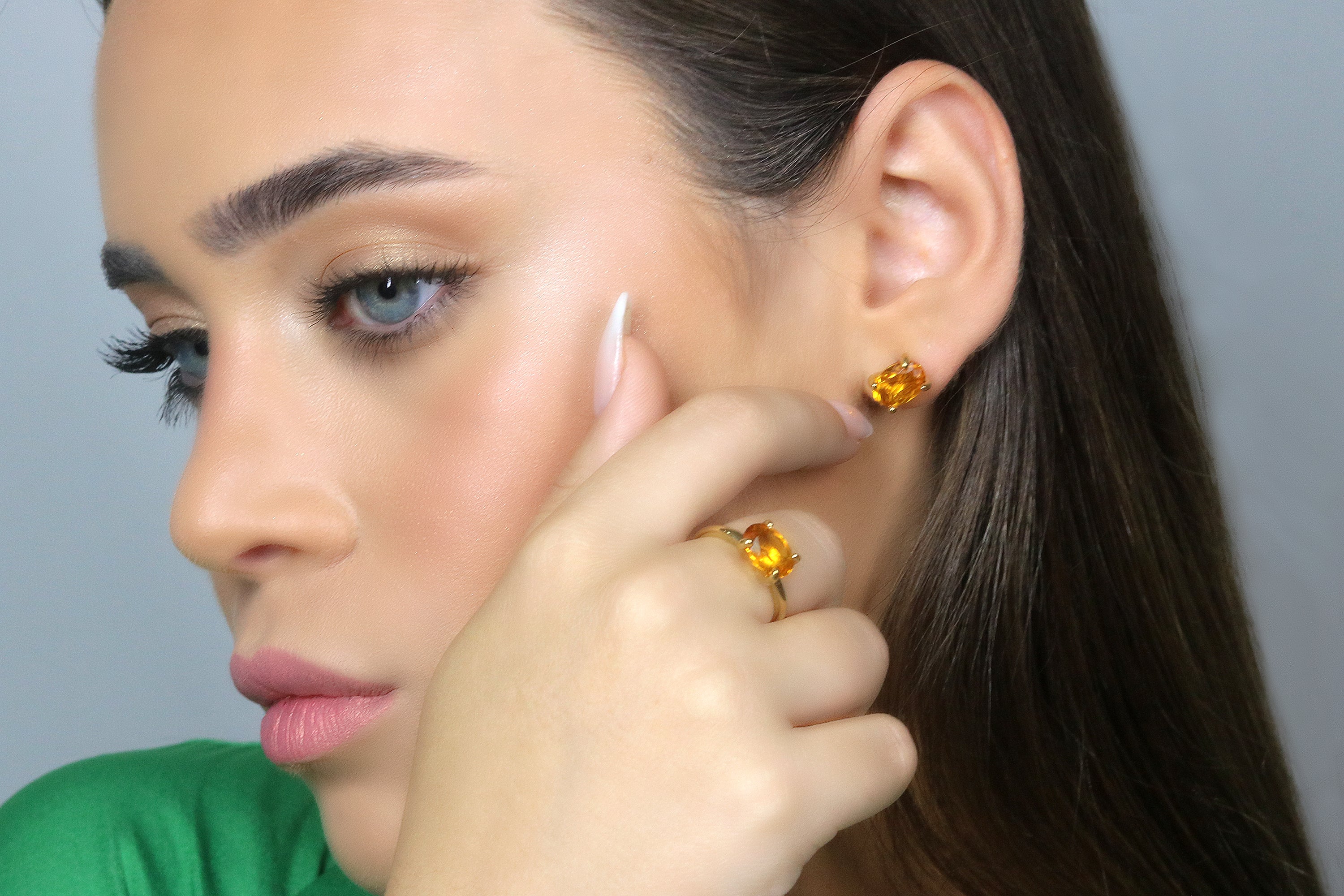 Oval Stud Citrine Earrings Earrings Anemone Unique