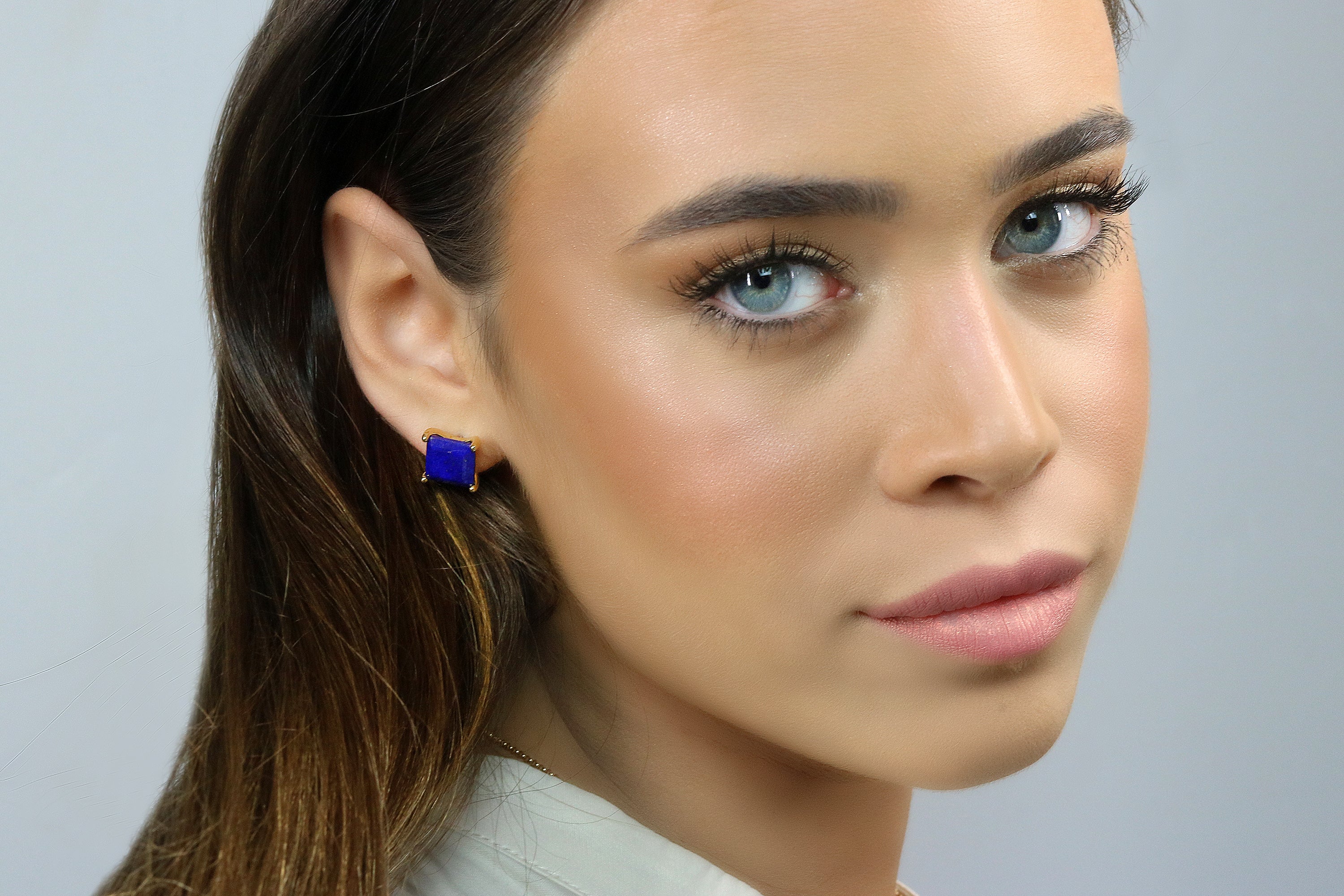 Gold Lapis Lazuli Square Earrings Earrings Anemone Unique