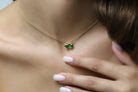 Gold Marquise Cut Emerald Pendant Necklace necklaces Anemone Unique