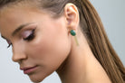 Dangle Earrings with Oval Bezel Set Green Aventurine Gemstone Earrings Anemone Limited