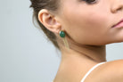 Dangle Earrings with Oval Bezel Set Green Aventurine Gemstone Earrings Anemone Limited