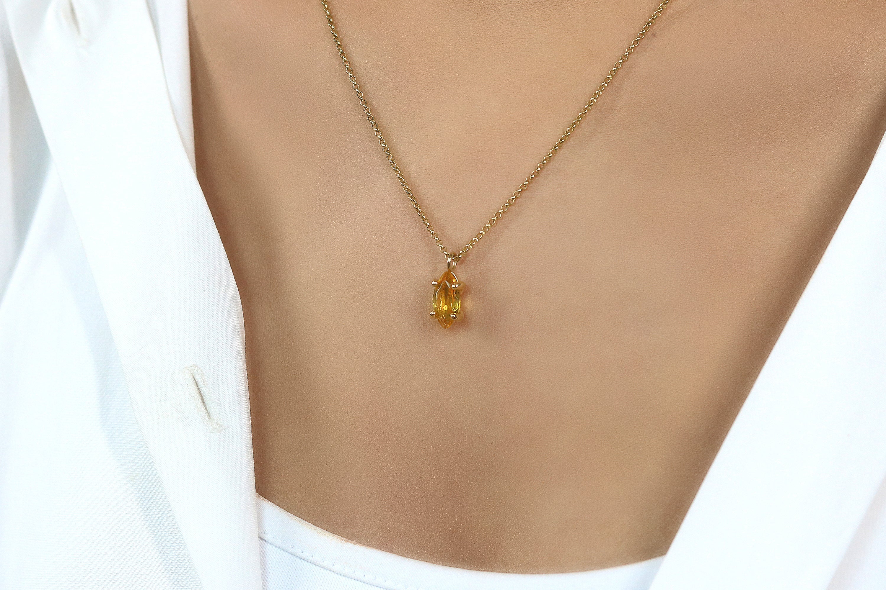 Marquise Citrine Gold Filled Necklace necklaces Anemone Unique