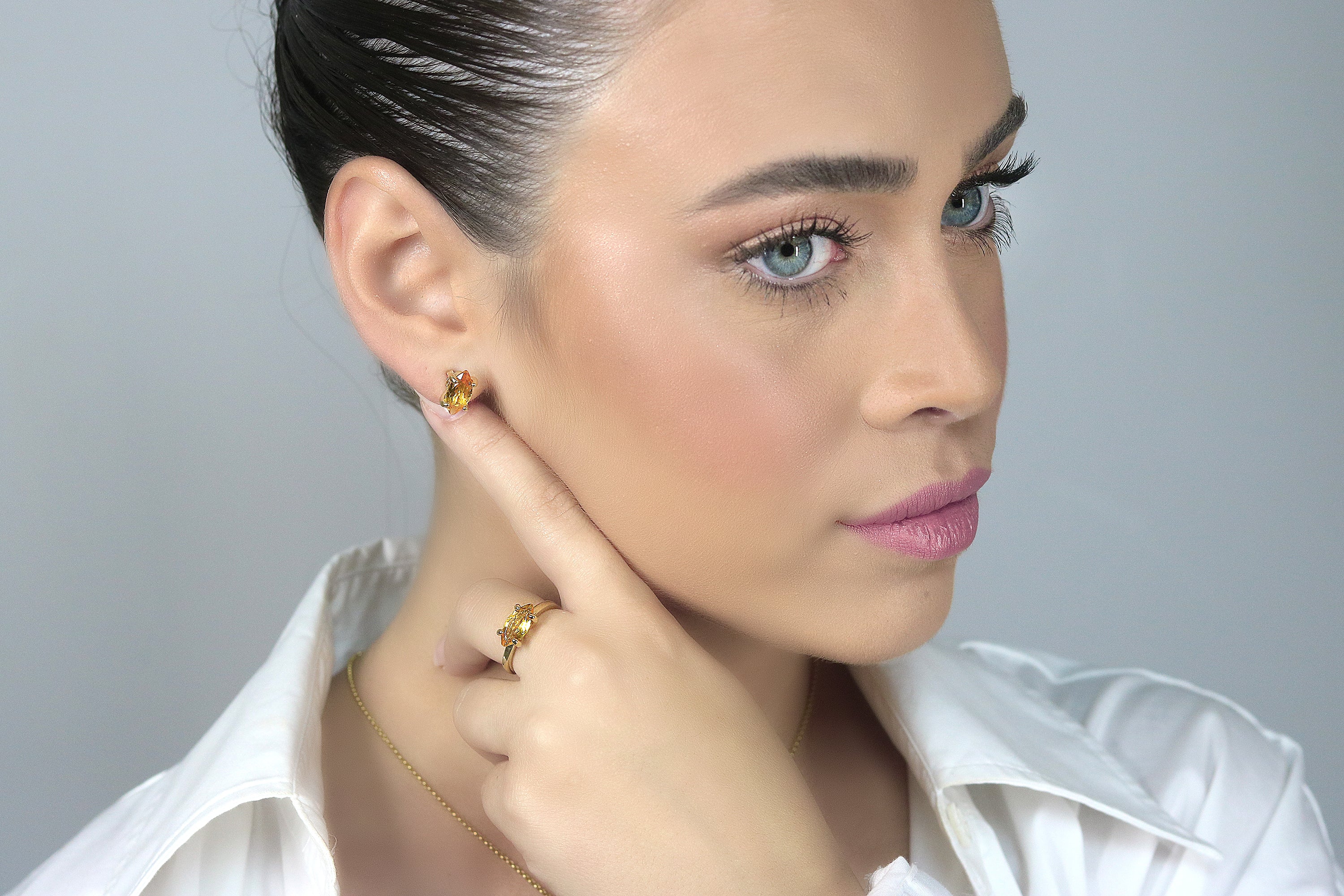 Unique Marquise Citrine Gold Earrings Earrings Anemone Unique