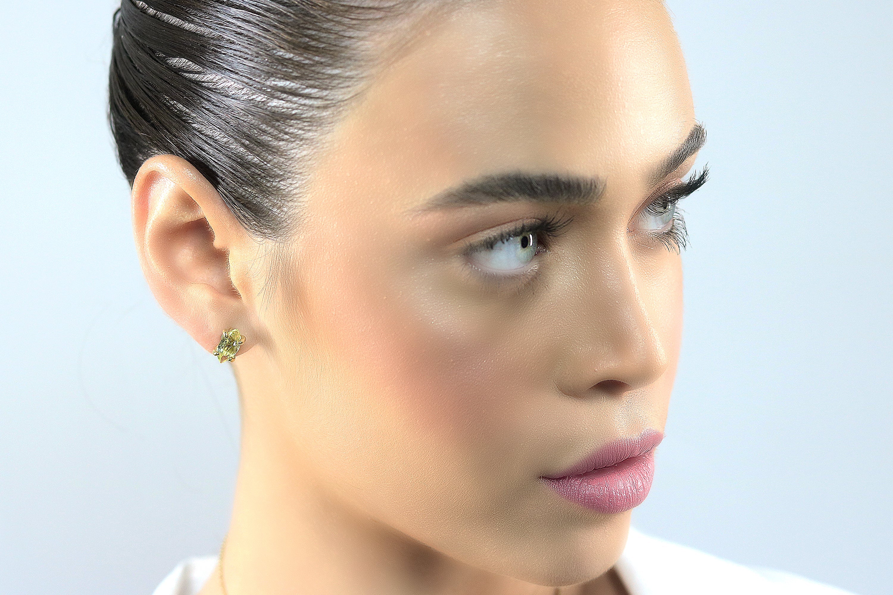 Artisan Yellow Quartz Post Earrings in Gold Earrings Anemone Unique