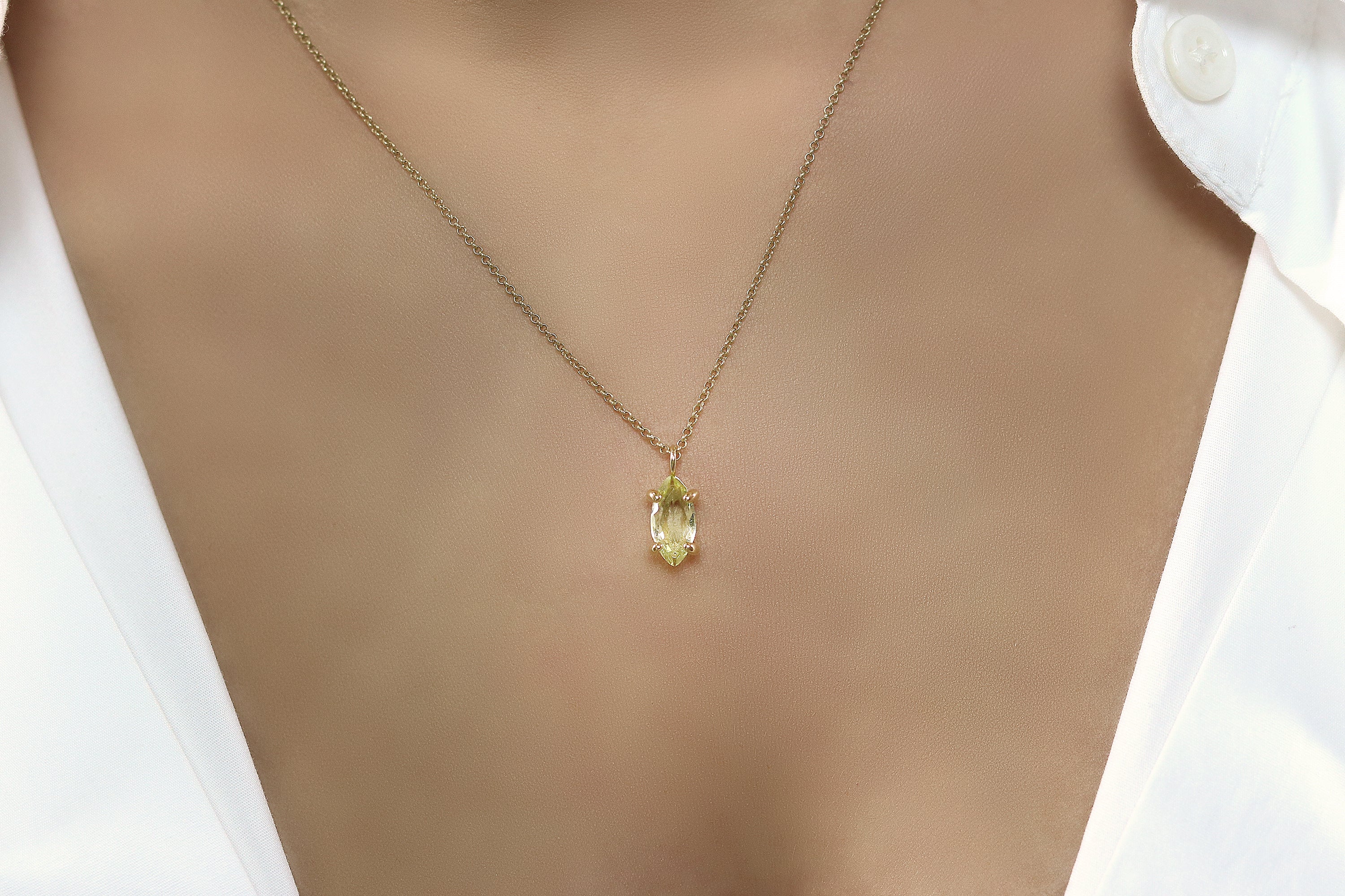 Simple Dainty Lemon Quartz Gold Necklace necklaces Anemone Unique