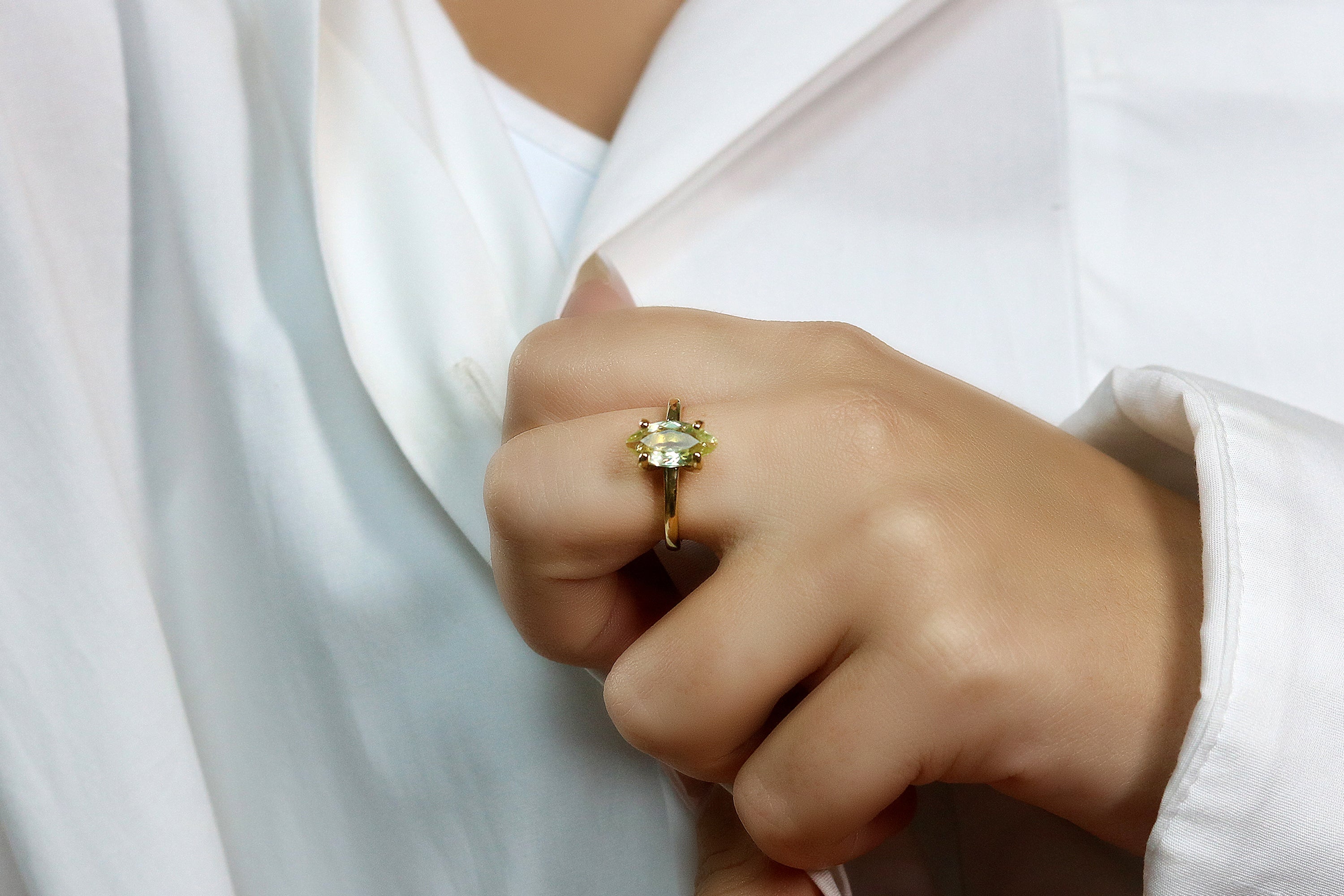 Marquise Lemon Quartz Gold Filled Ring Rings Anemone Unique