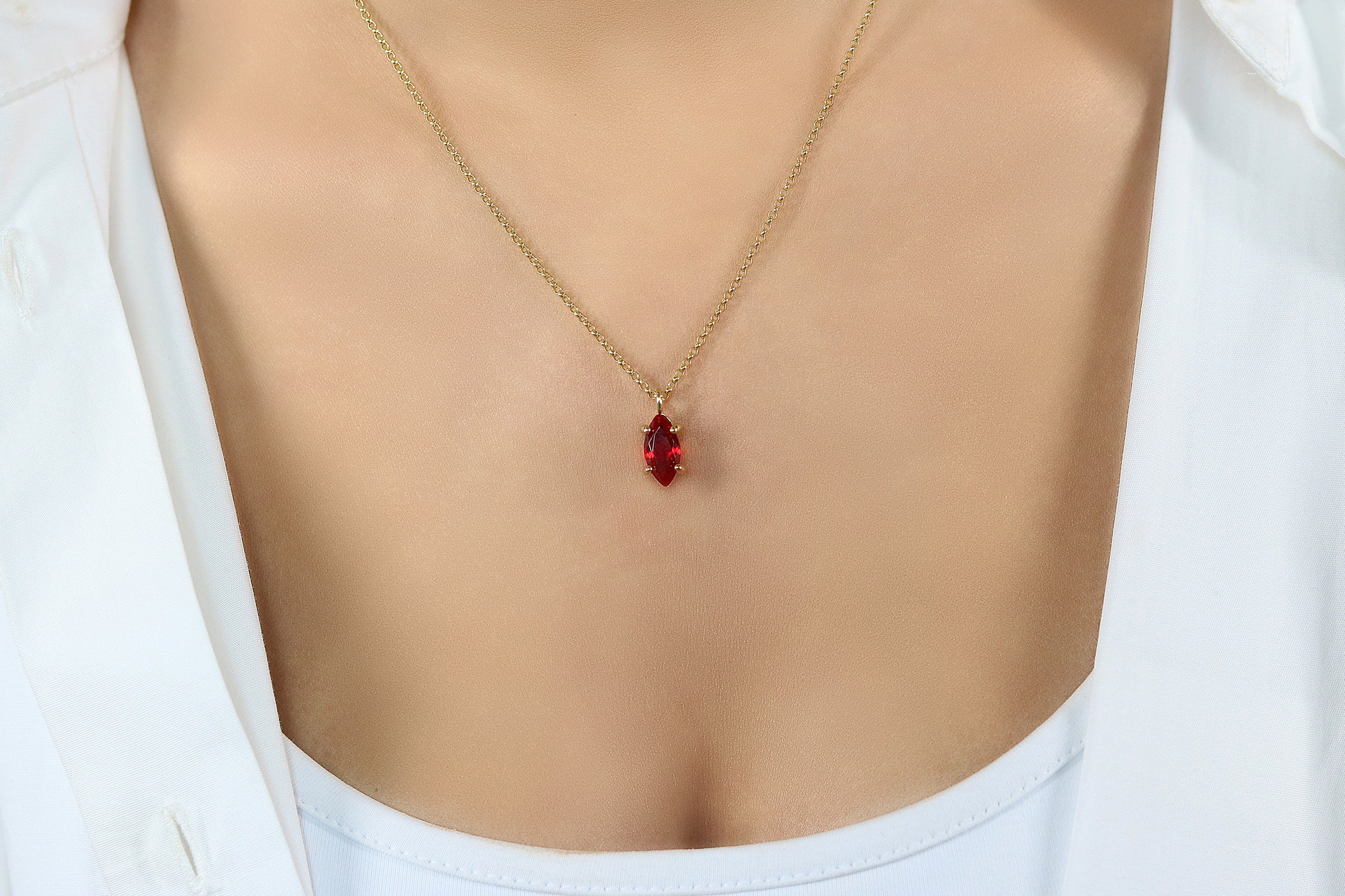 Ruby Gemstone Necklace in Gold necklaces Anemone Unique