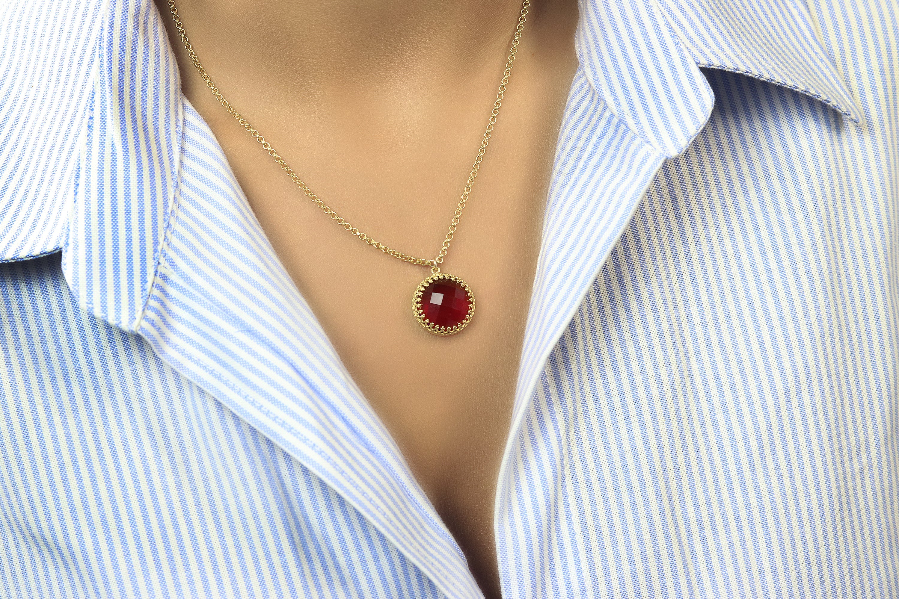 Vibrant Red Garnet Pendant Necklace necklaces Anemone Jewelry