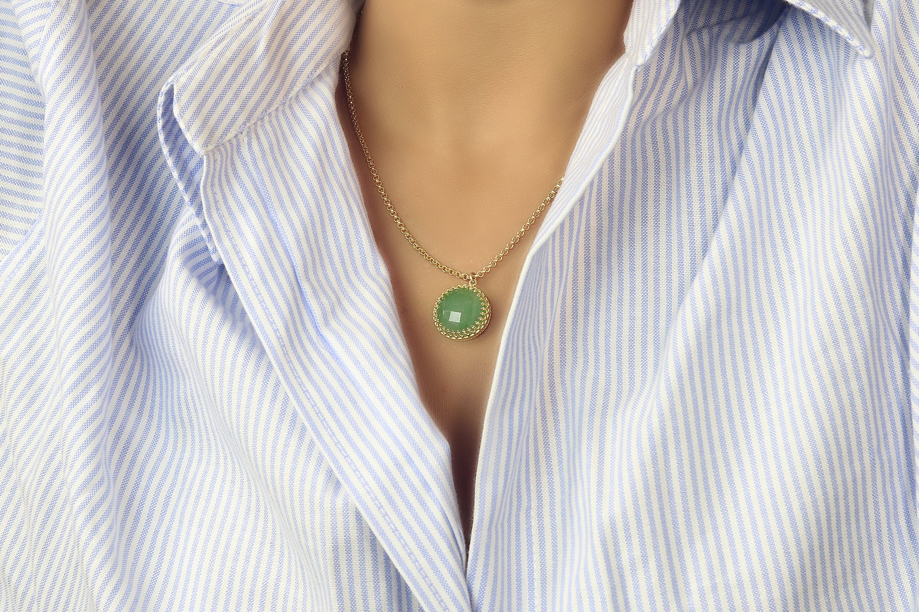 Luscious Green Aventurine Gold Necklace necklaces Anemone Jewelry