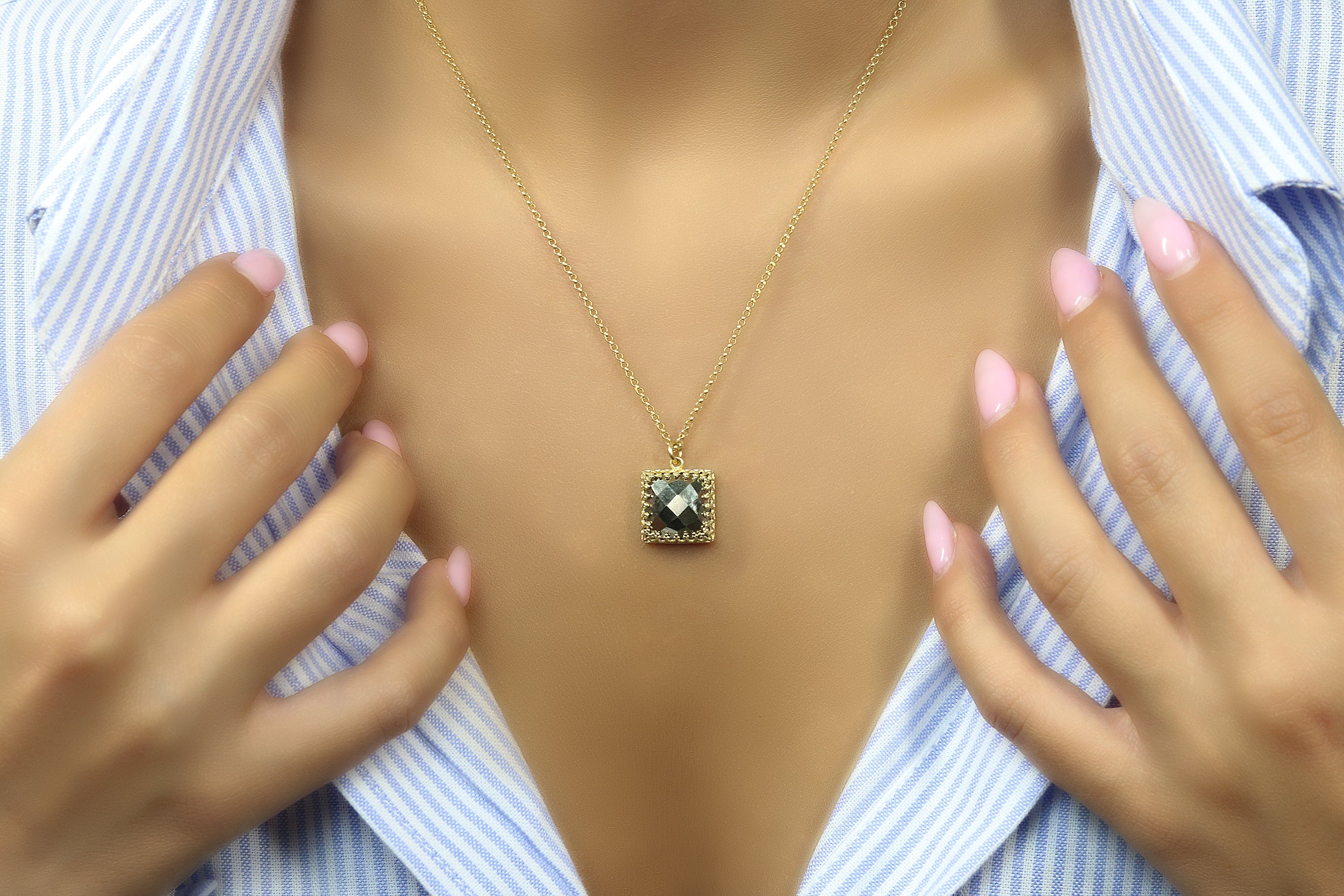 Intricate Pyrite Necklace in 14k Gold Filled necklaces Anemone Jewelry