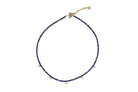 Lapis Lazuli Beaded Gold Necklace with Gold Cubic Zircon Charms necklaces Anemone Unique