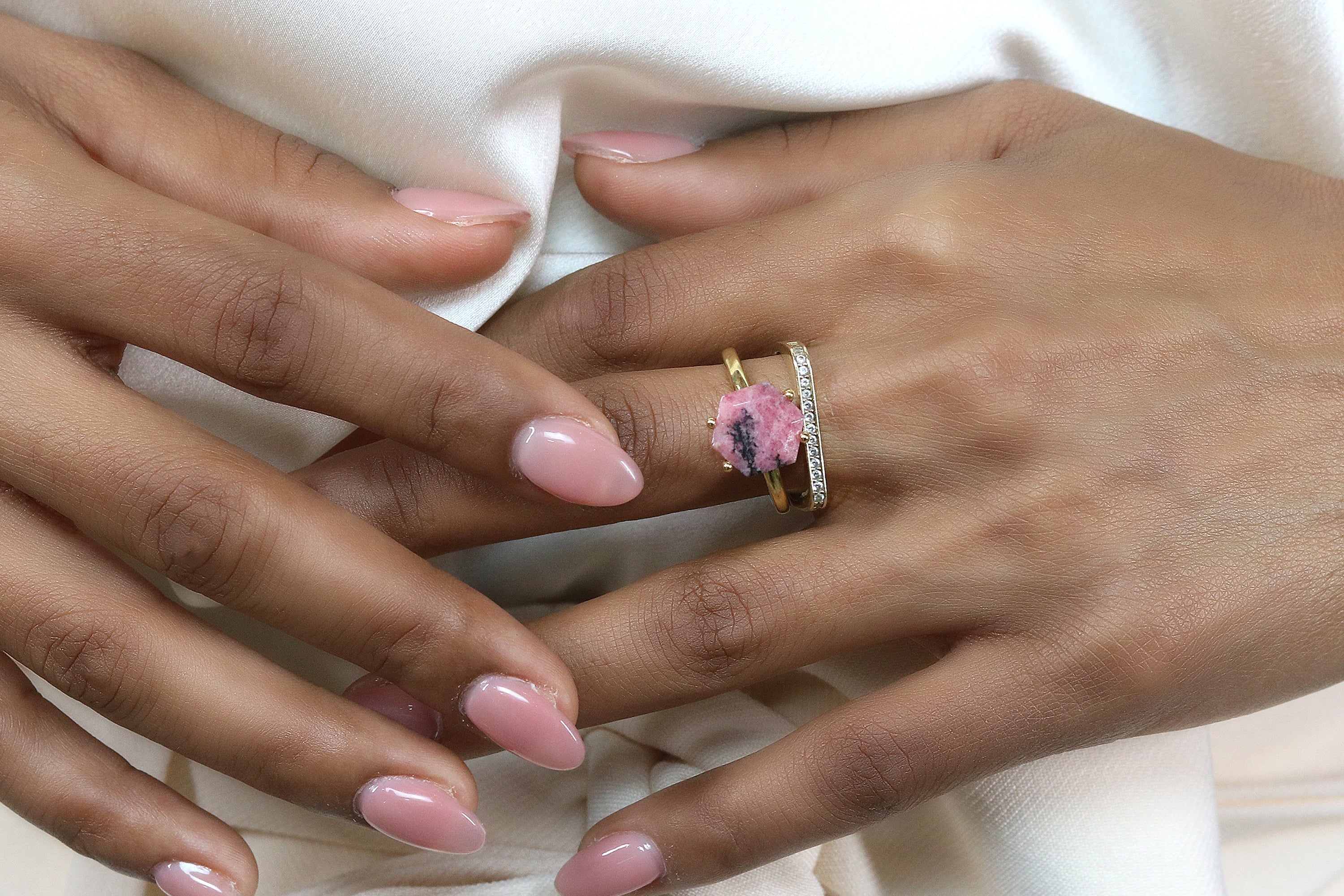 Solitaire Rhodonite Crystal Gold Filled Ring Rings Anemone Unique