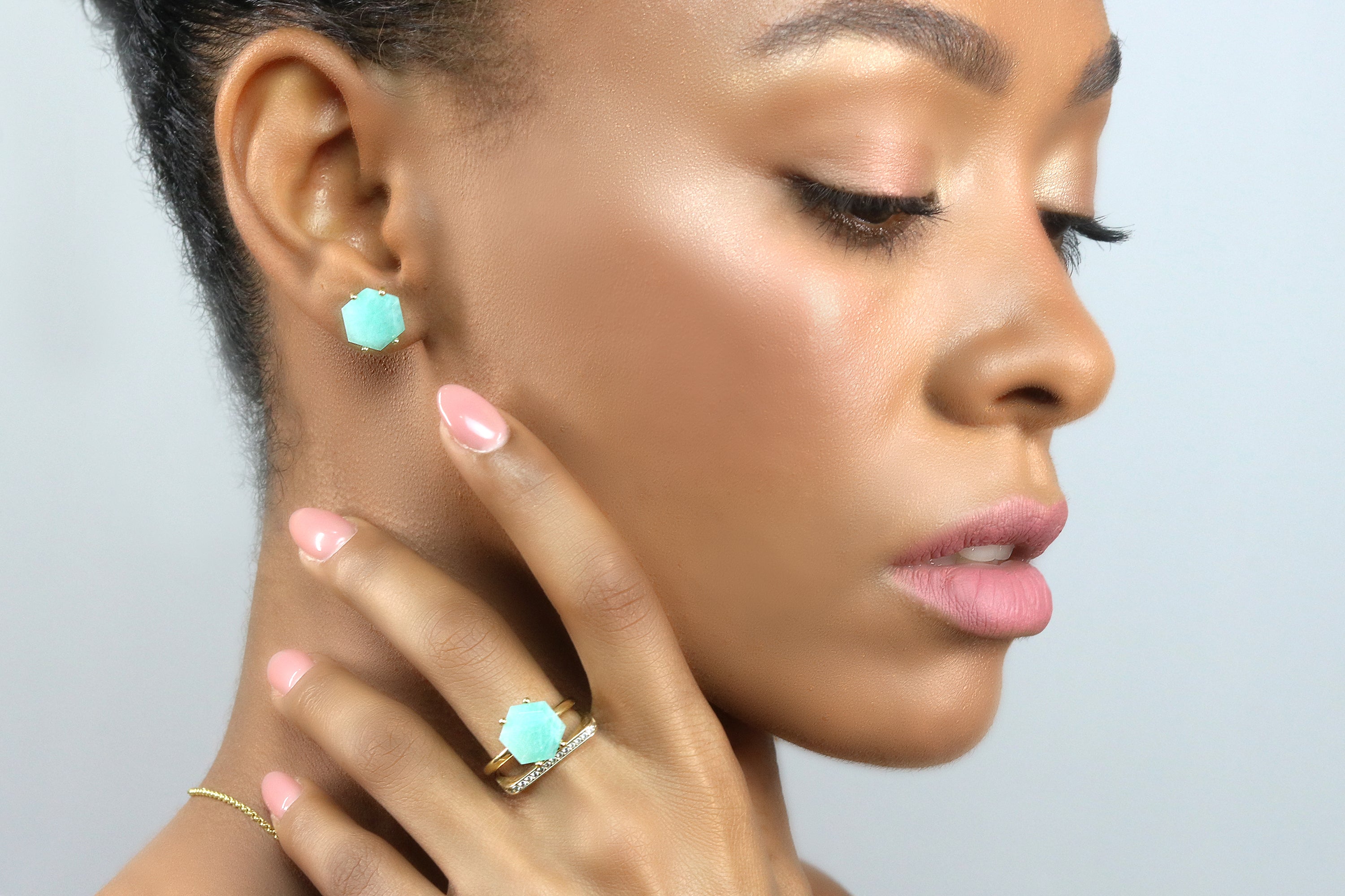 Gold Filled Hexagon Amazonite Earrings Earrings Anemone Unique