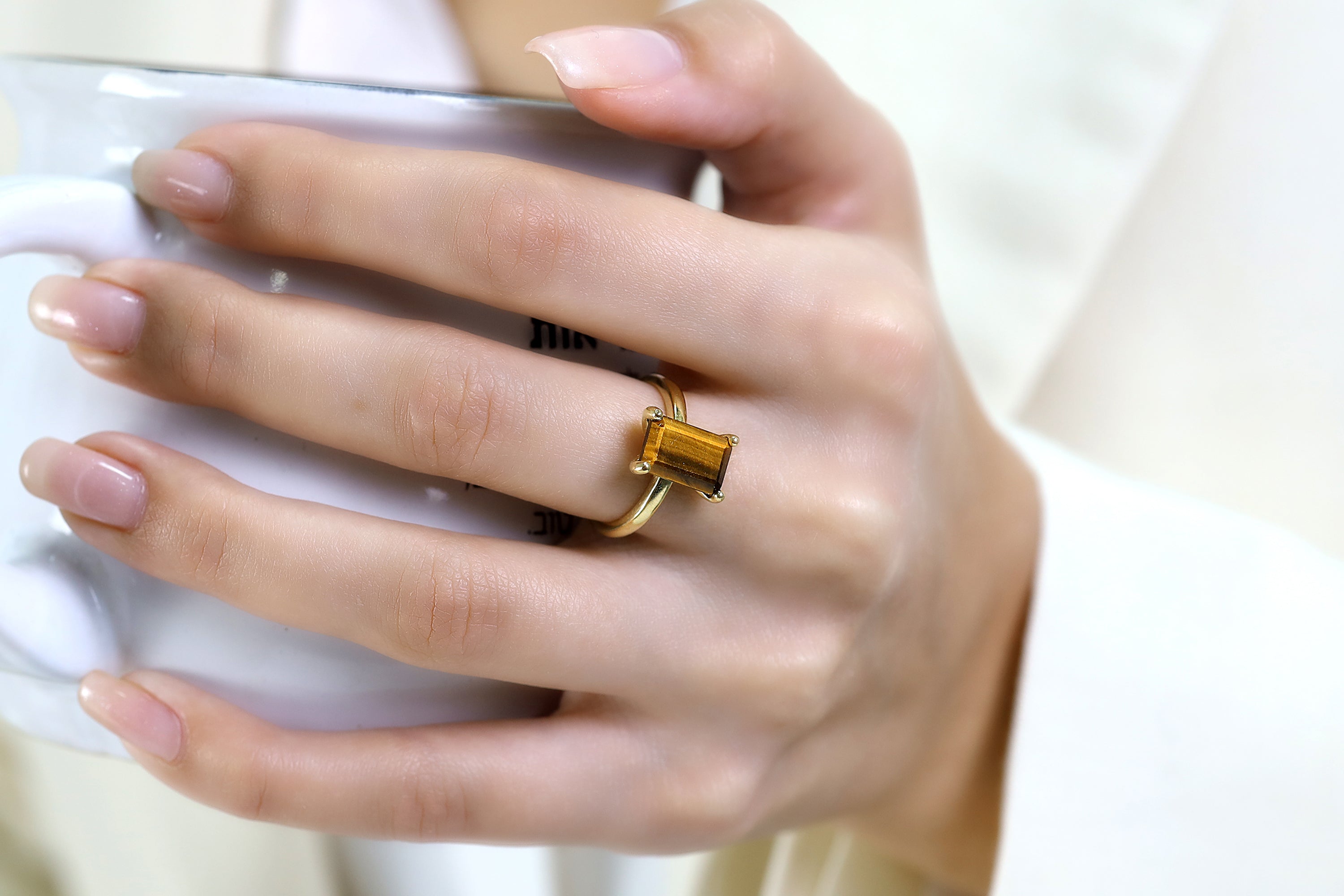 Elegant Tiger Eye Ring in 14K Gold Rings Anemone Unique