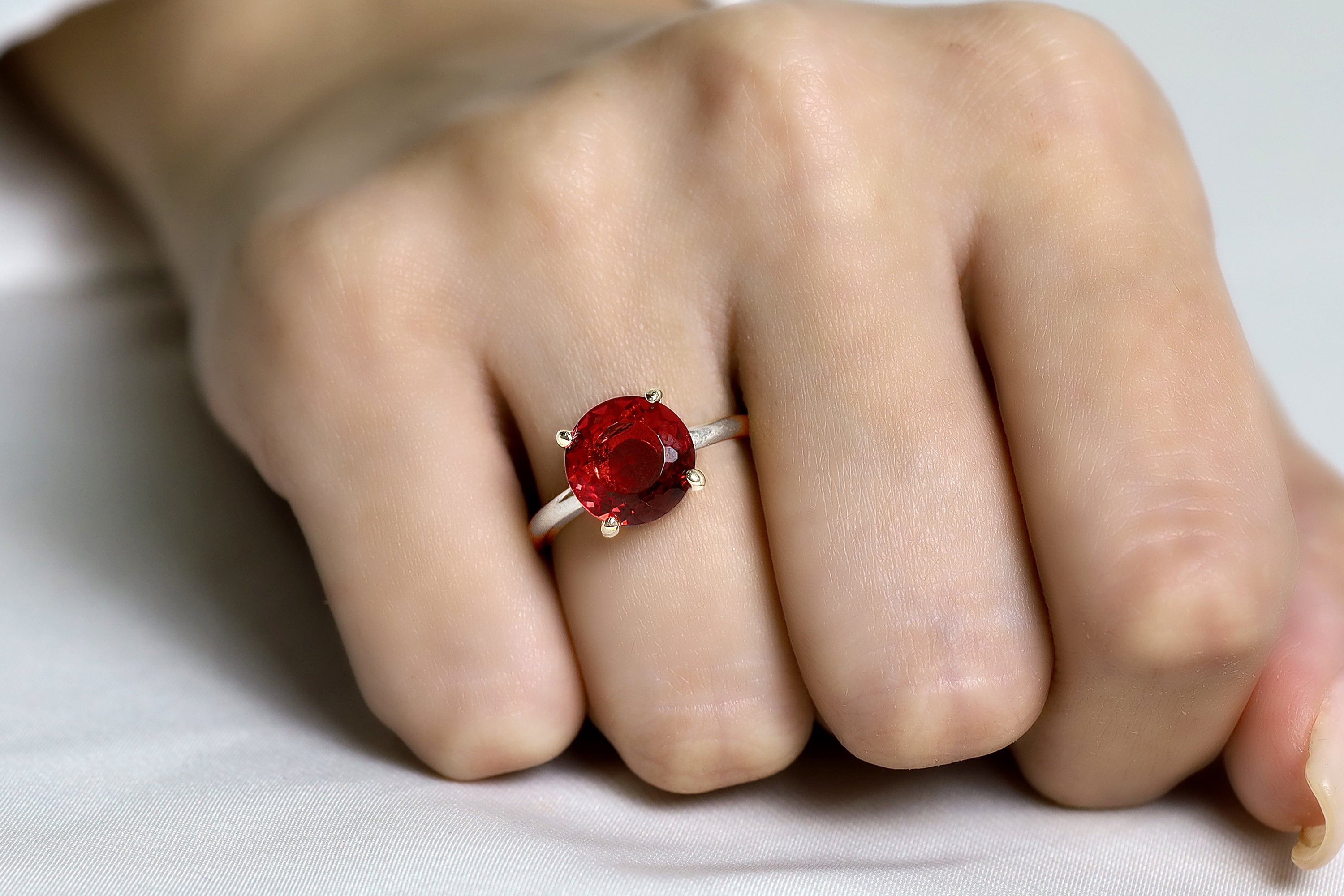 Pink Tourmaline Sterling Silver Round Gemstone Ring Rings Anemone Unique