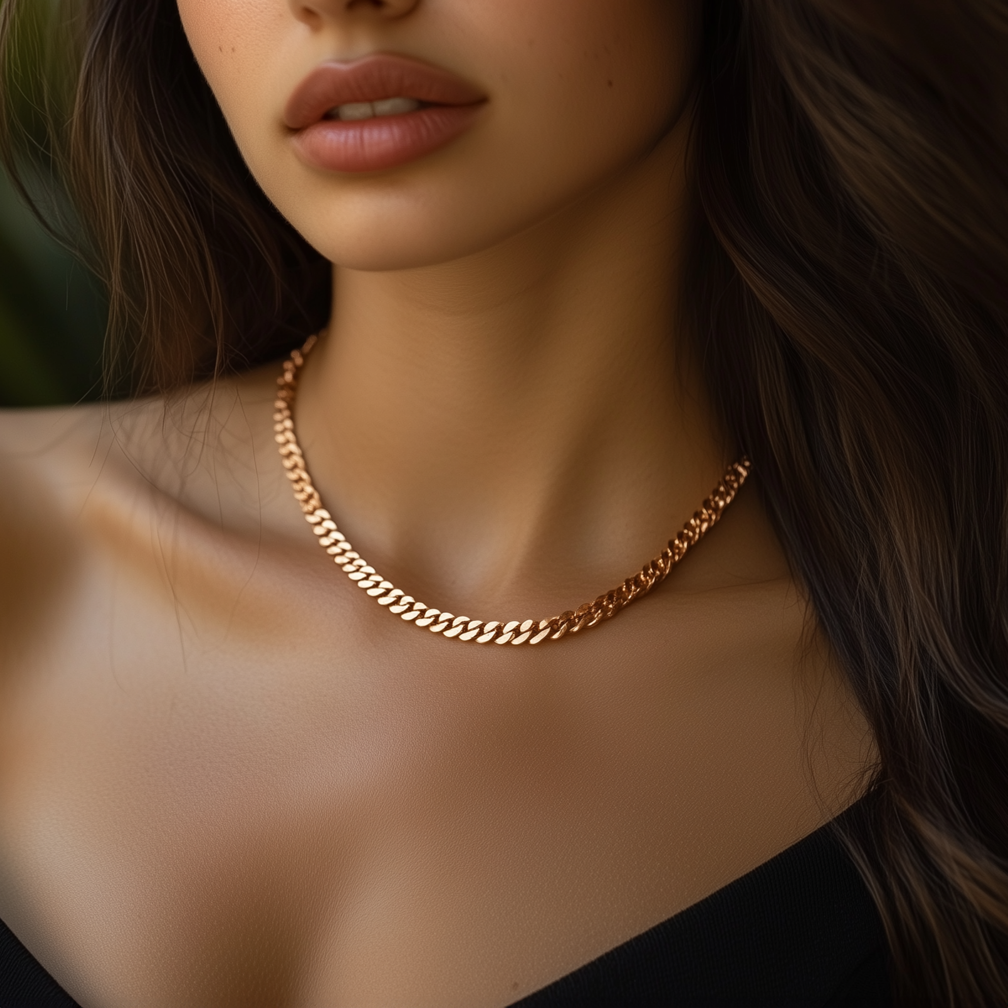 Rose Gold Cuban Link Chain Necklace necklaces Anemone Jewelry