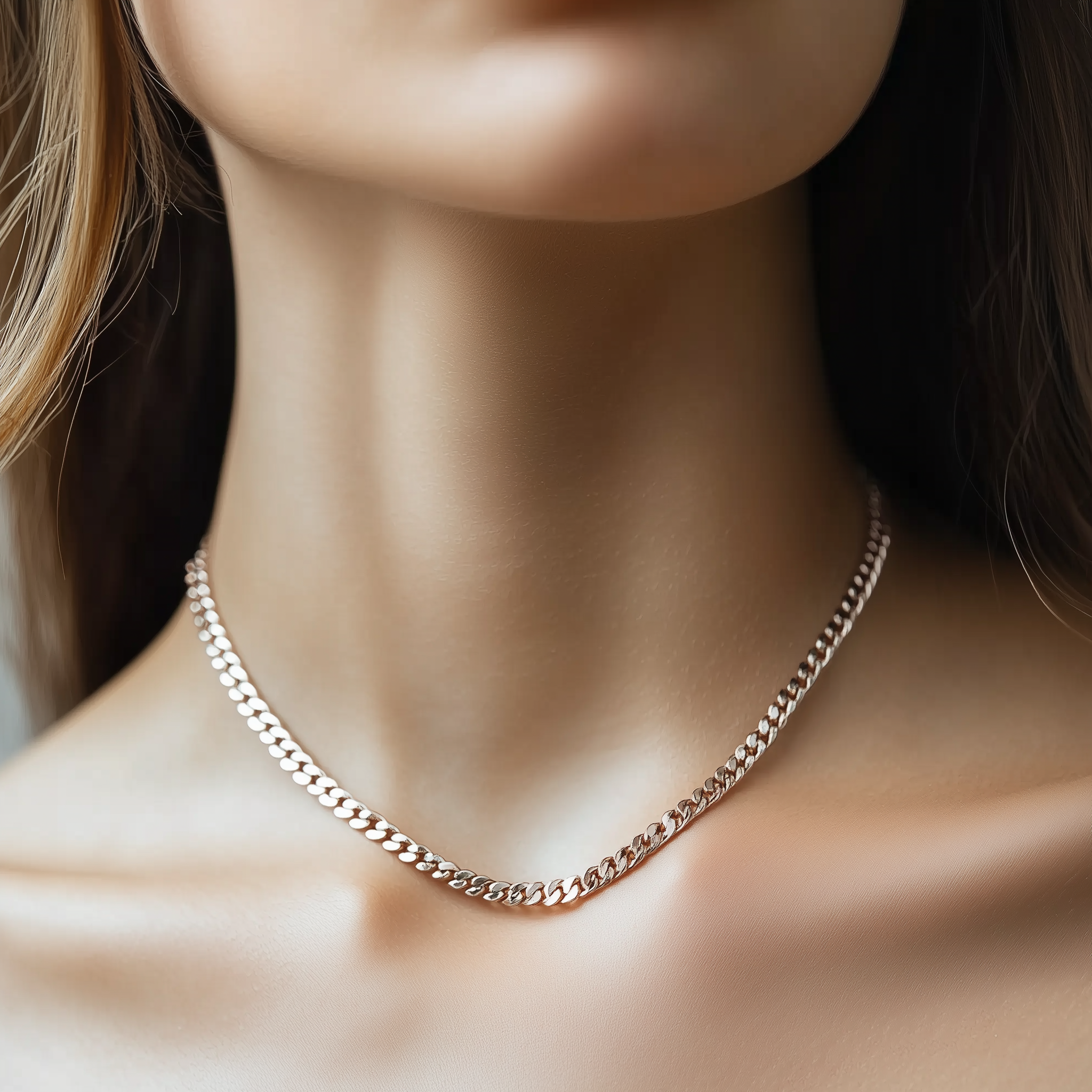 Silver Cuban Link Chain Necklace necklaces Anemone Jewelry