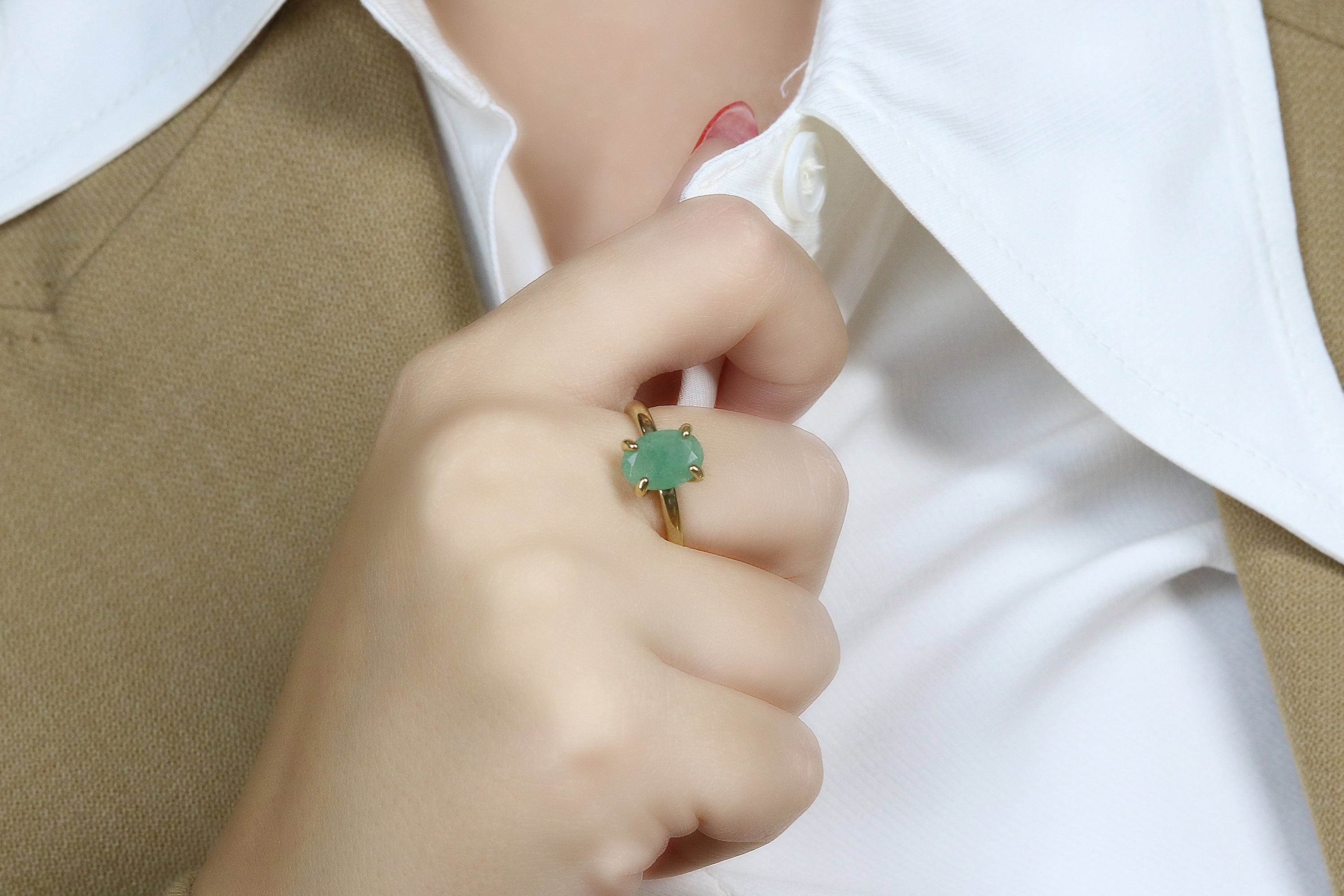 Lush Green Aventurine Ring in Gold Rings Anemone Unique