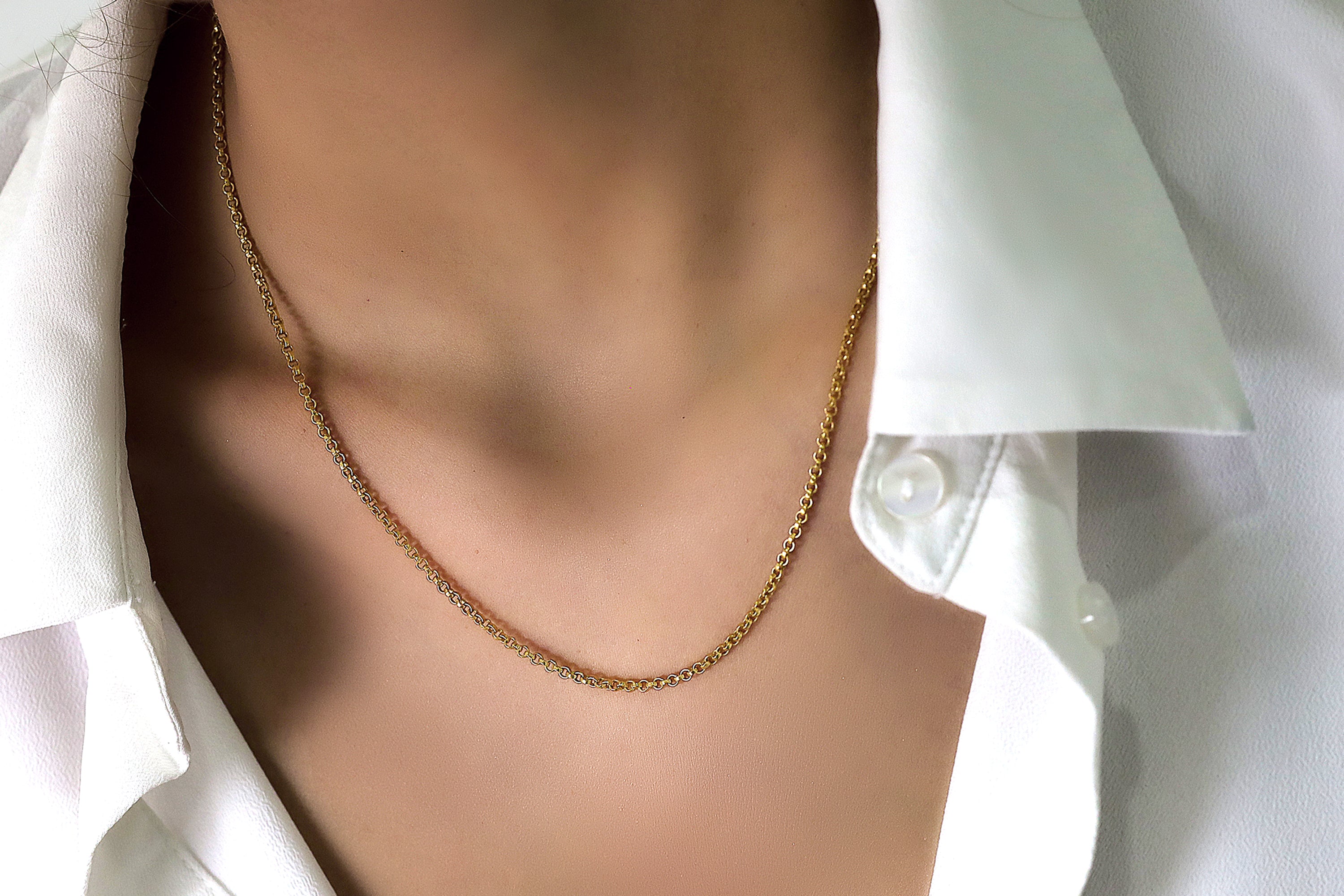Gold 2mm Rolo Chain Minimalist Necklace necklaces Anemone Jewelry