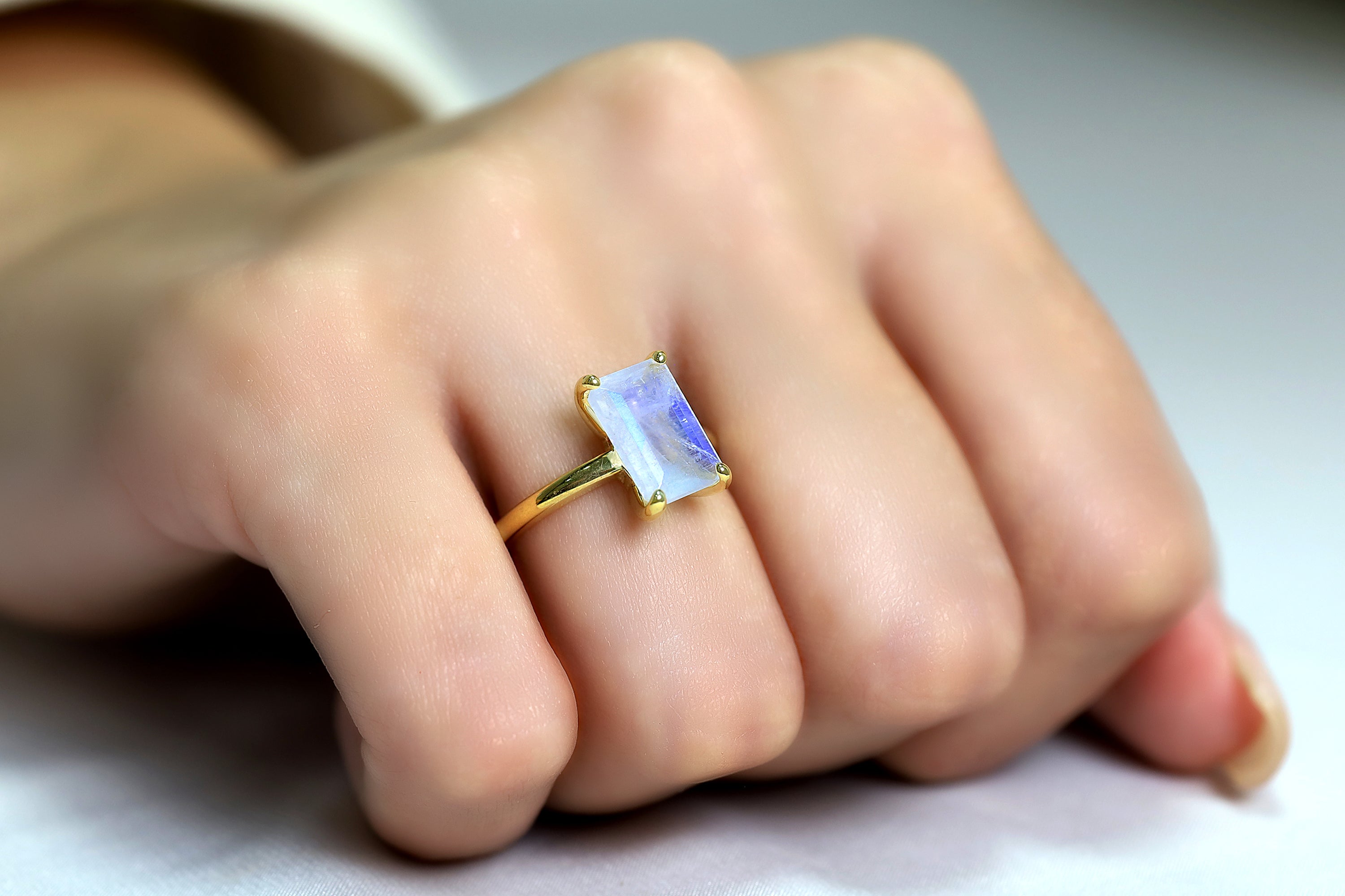 Women's Moonstone Rings in 14k Gold Rings Anemone Unique