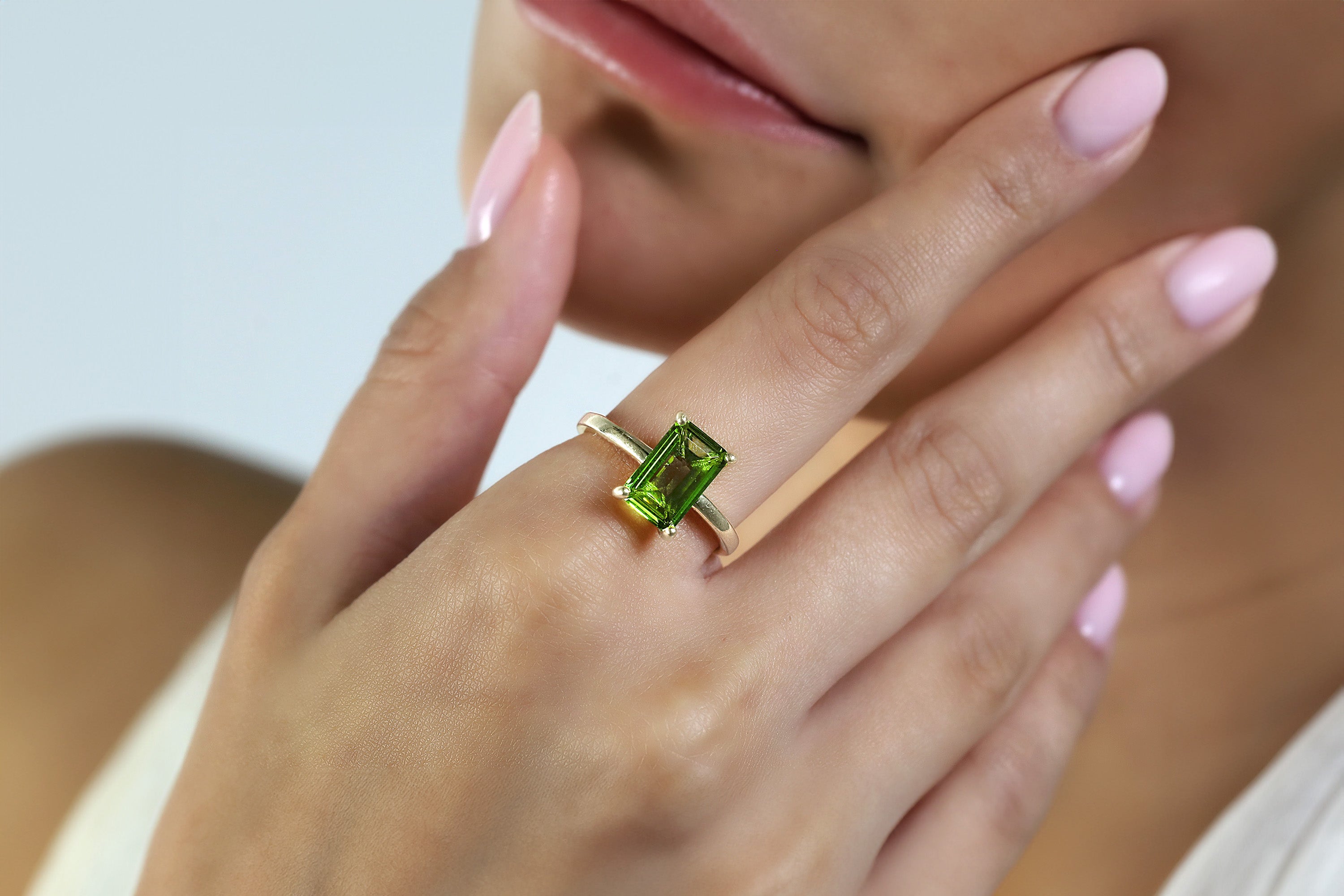 925 Sterling Silver Green Peridot Ring Rings Anemone Unique