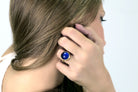 16mm Round Sapphire Bezel Set Gold Ring Rings Anemone Limited