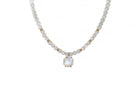 Rainbow Moonstone Hexagon Gold Pendant Necklace necklaces Anemone Jewelry