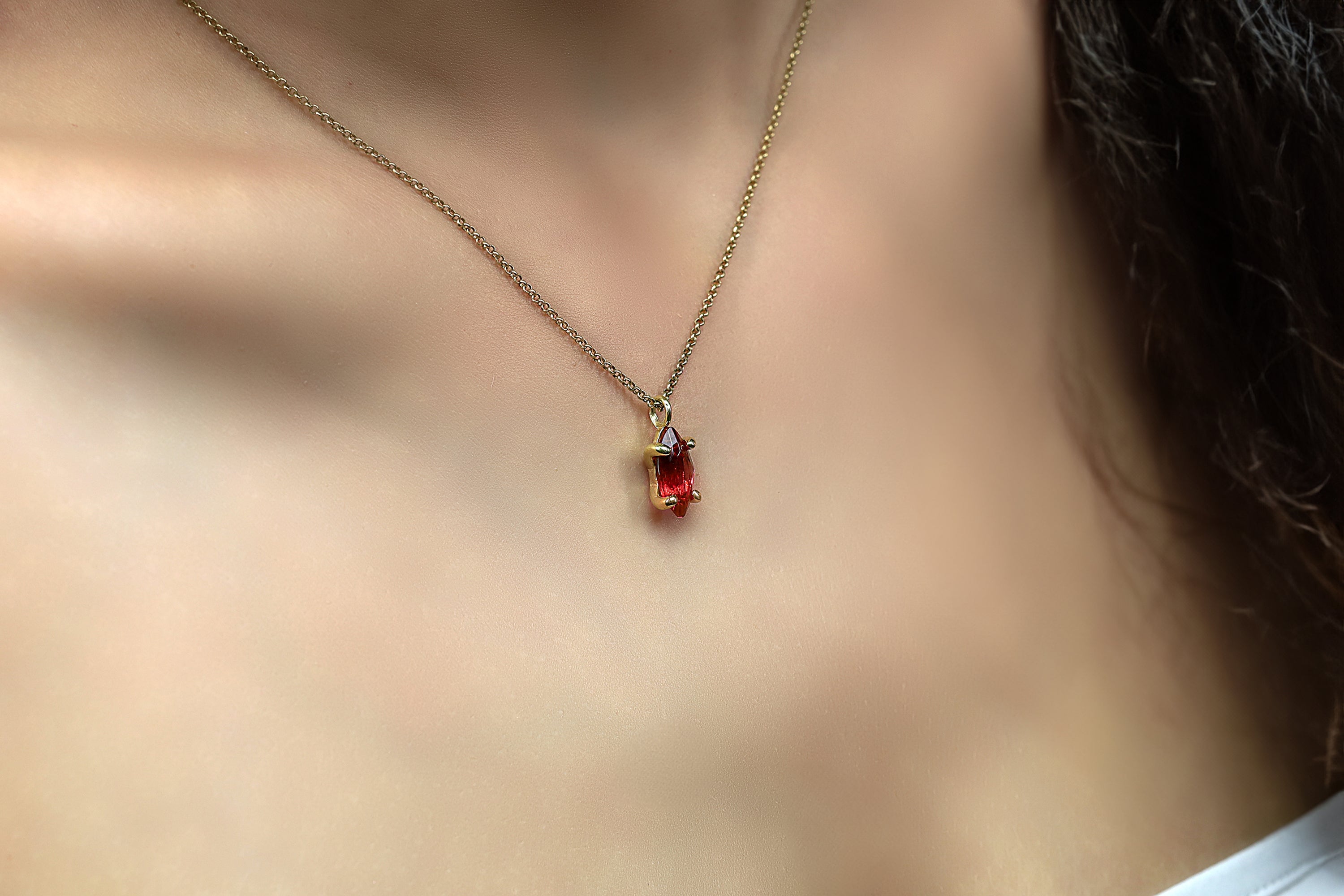 Marquise Cut Pink Tourmaline Pendant Gold Necklace necklaces Anemone Unique