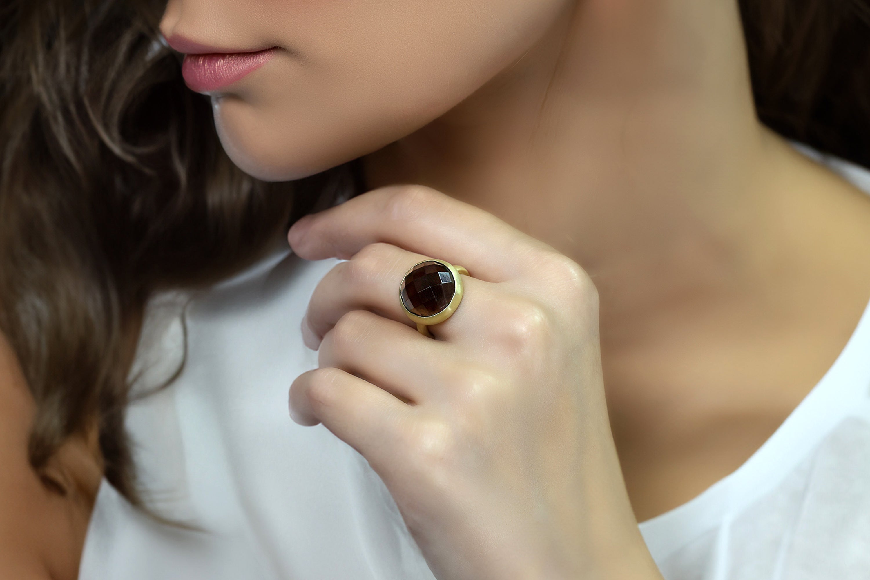 Smoky Quartz Bezel Gold Filled Ring Rings Anemone Limited