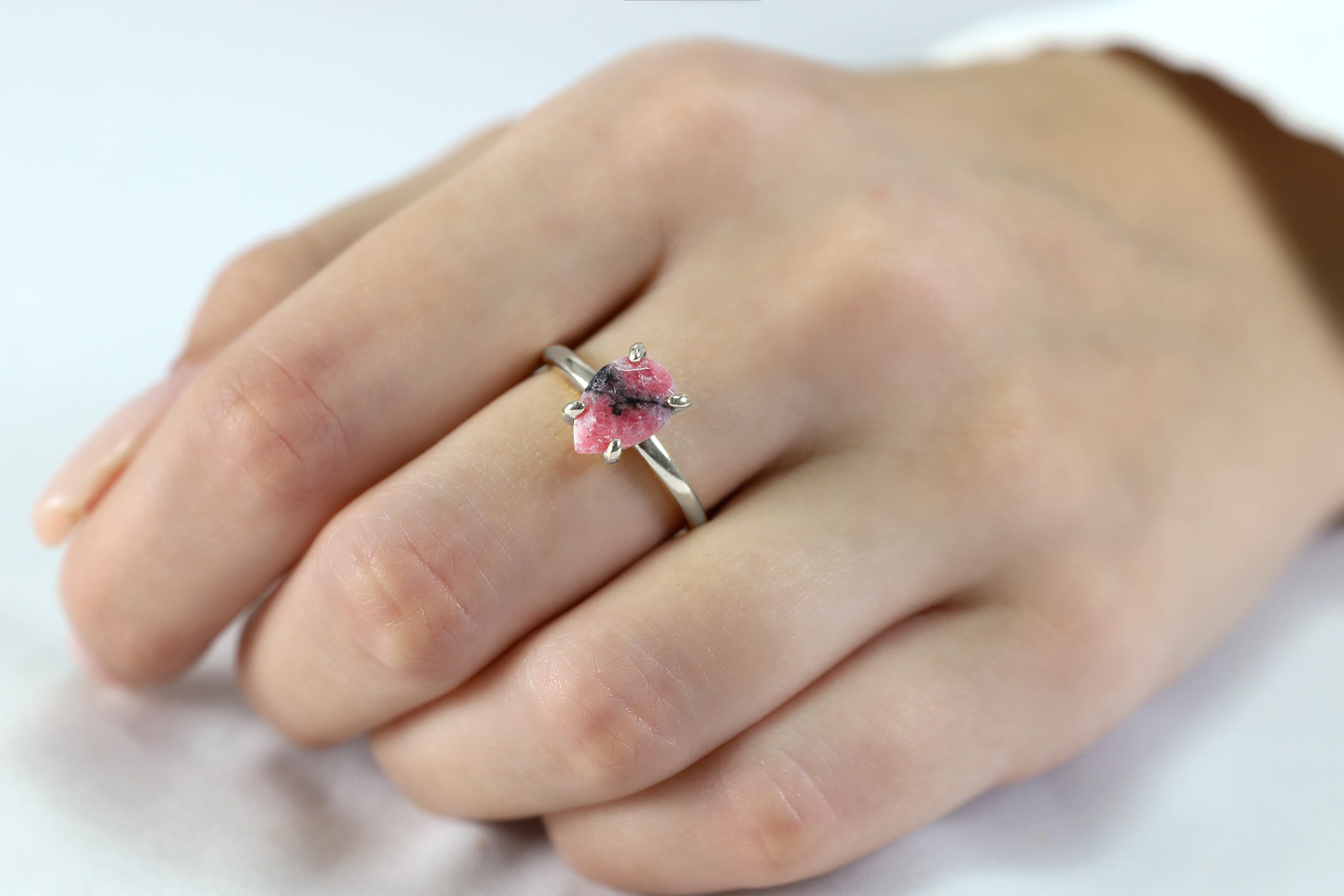 Pink Rhodonite Ring in Sterling Silver Rings Anemone Unique
