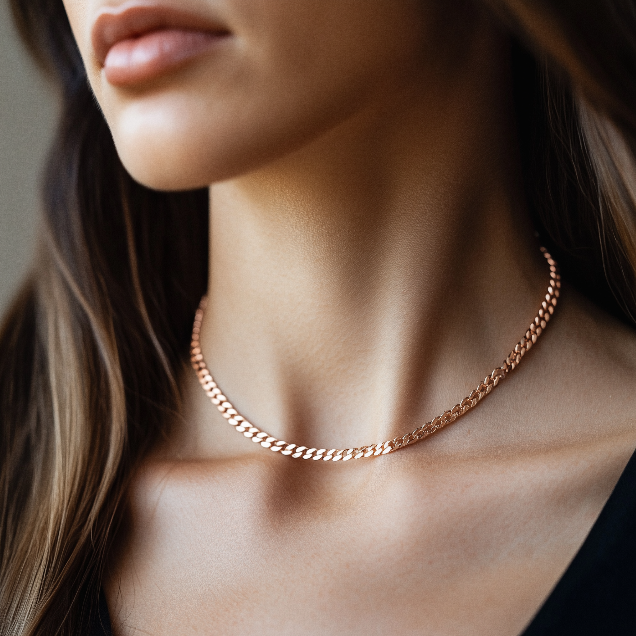 Women's Rose Gold Cuban Necklace necklaces Anemone Jewelry