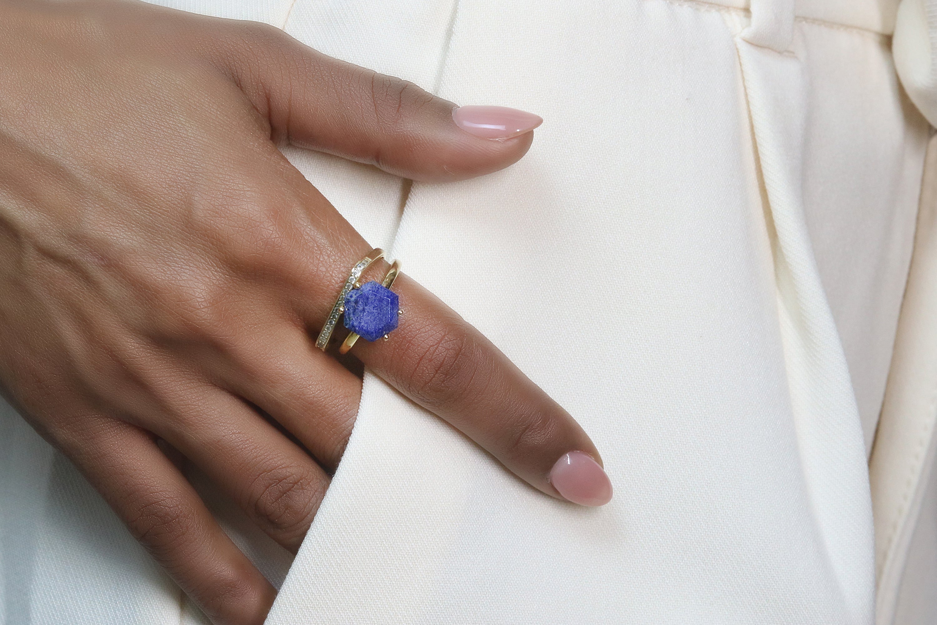 Artisan Lapis Lazuli Stone Gold Ring Rings Anemone Unique