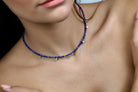Lapis Lazuli Beaded Gold Necklace with Gold Cubic Zircon Charms necklaces Anemone Unique